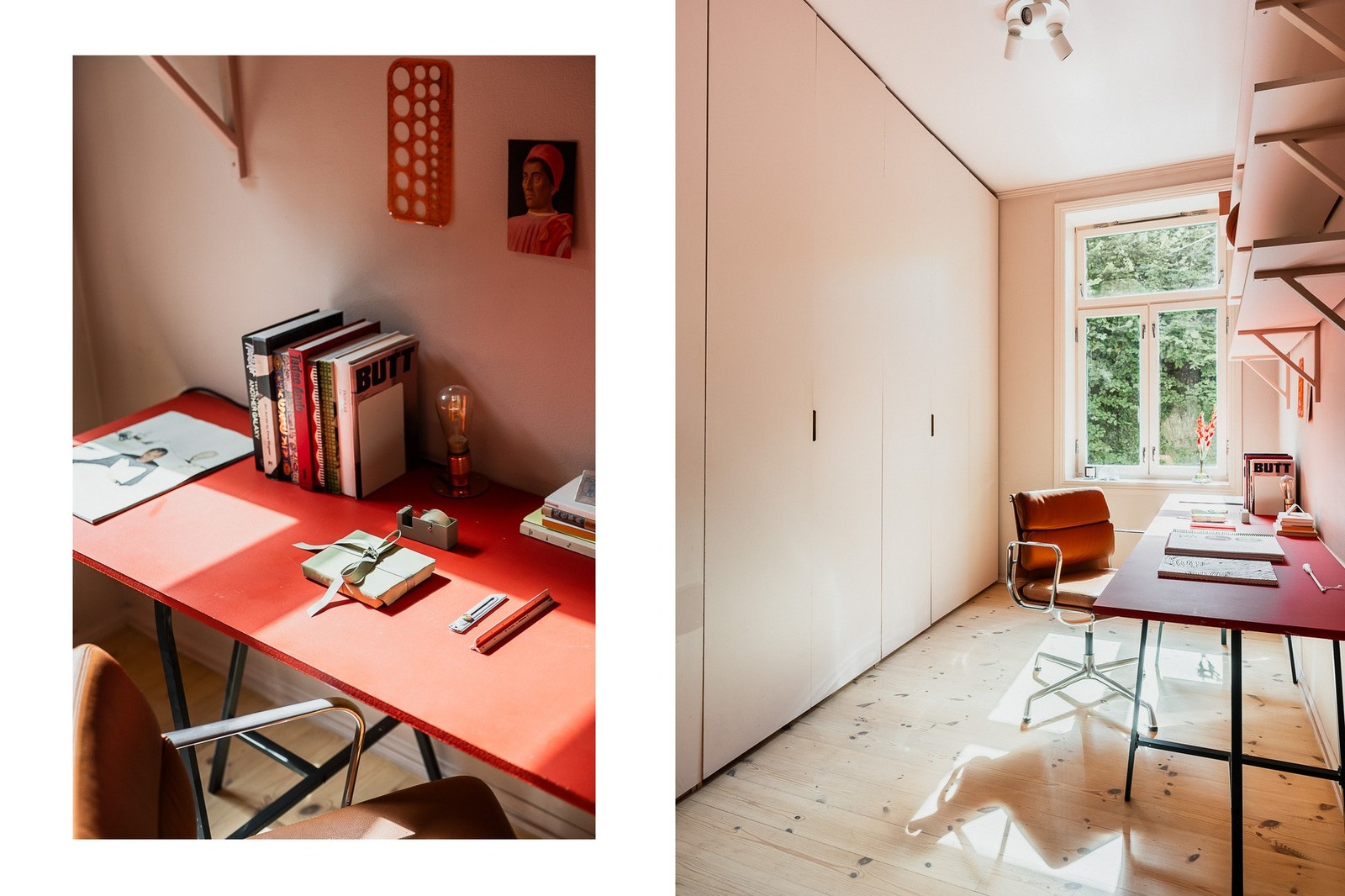 Soverom 2 benyttes som kontor og har plassbygget garderobe langs langveggen. Galleribilde