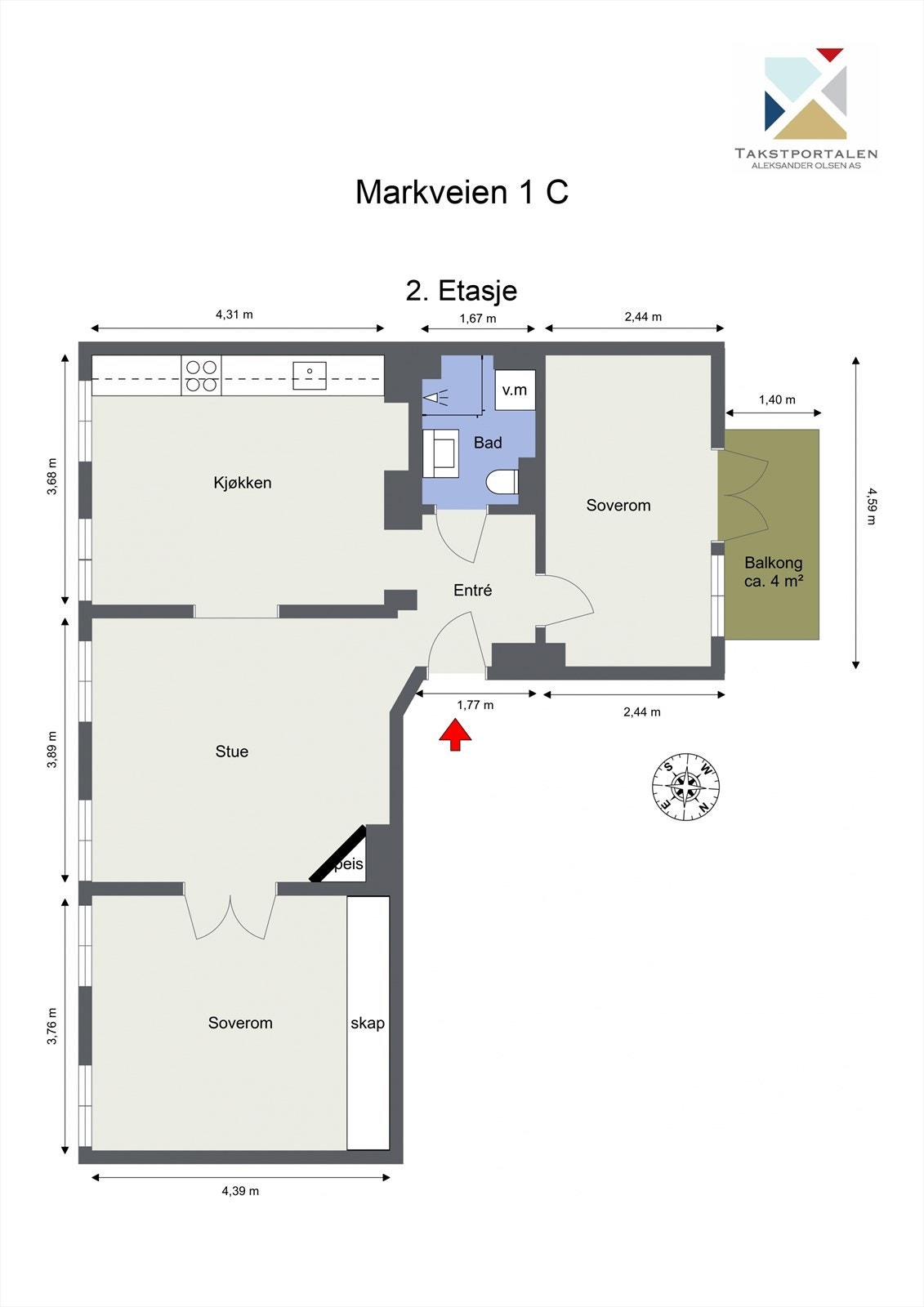 Plantegning med mål Galleribilde
