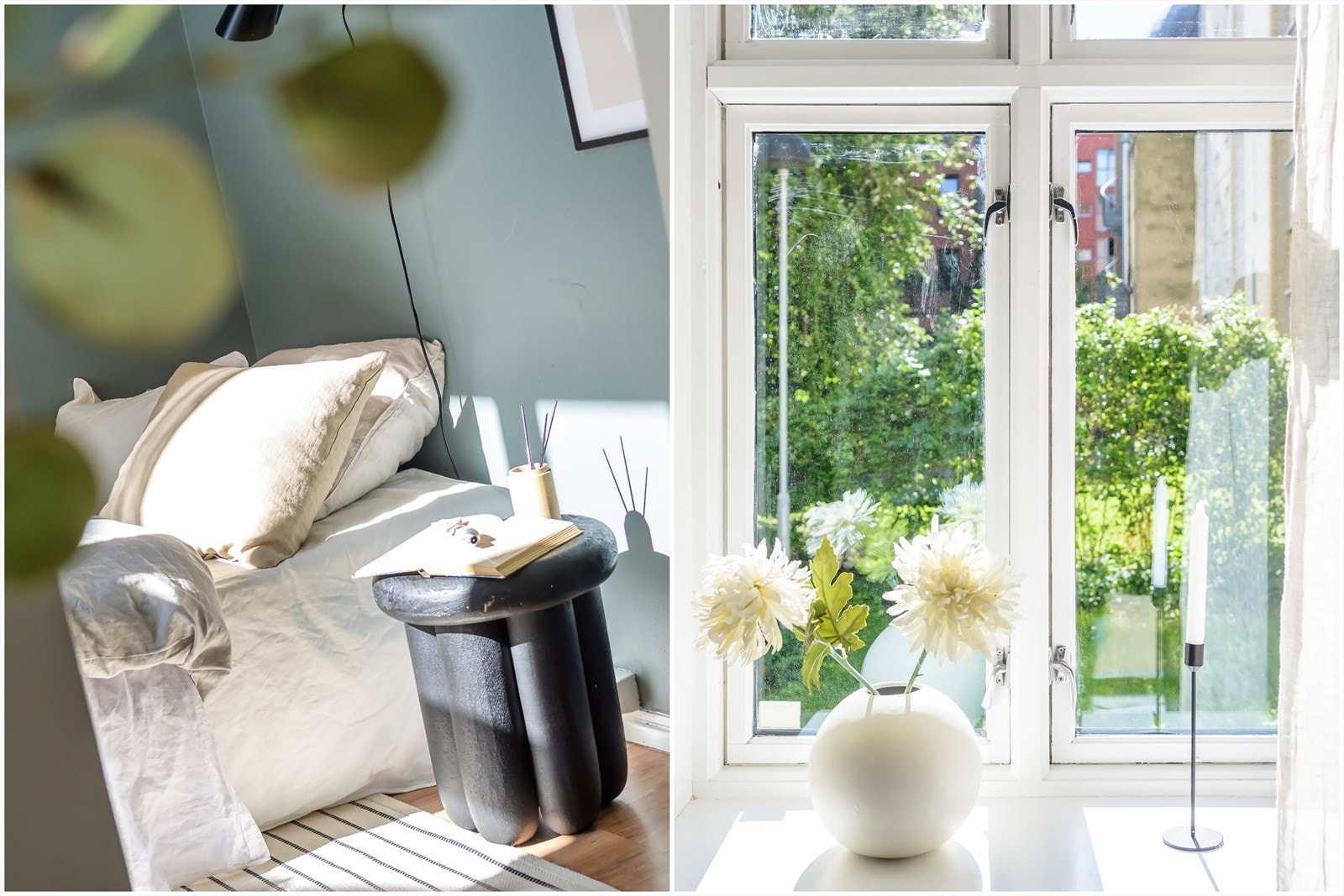 De store vinduene sørger for tilstrekkelig med naturlig lys på soverommet, noe som bidrar til å skape en lys og luftig atmosfære i hele leiligheten. Galleribilde