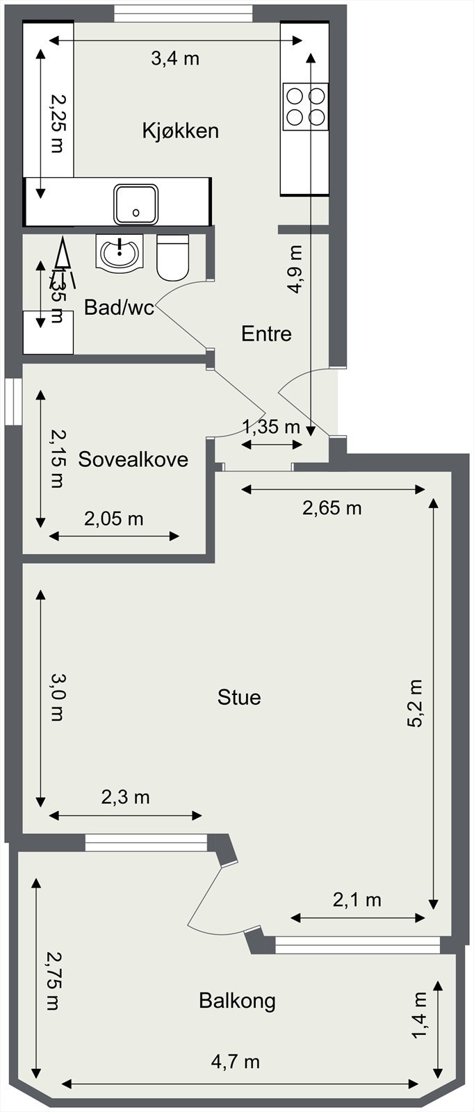 Romslig og praktisk planløsning. Galleribilde