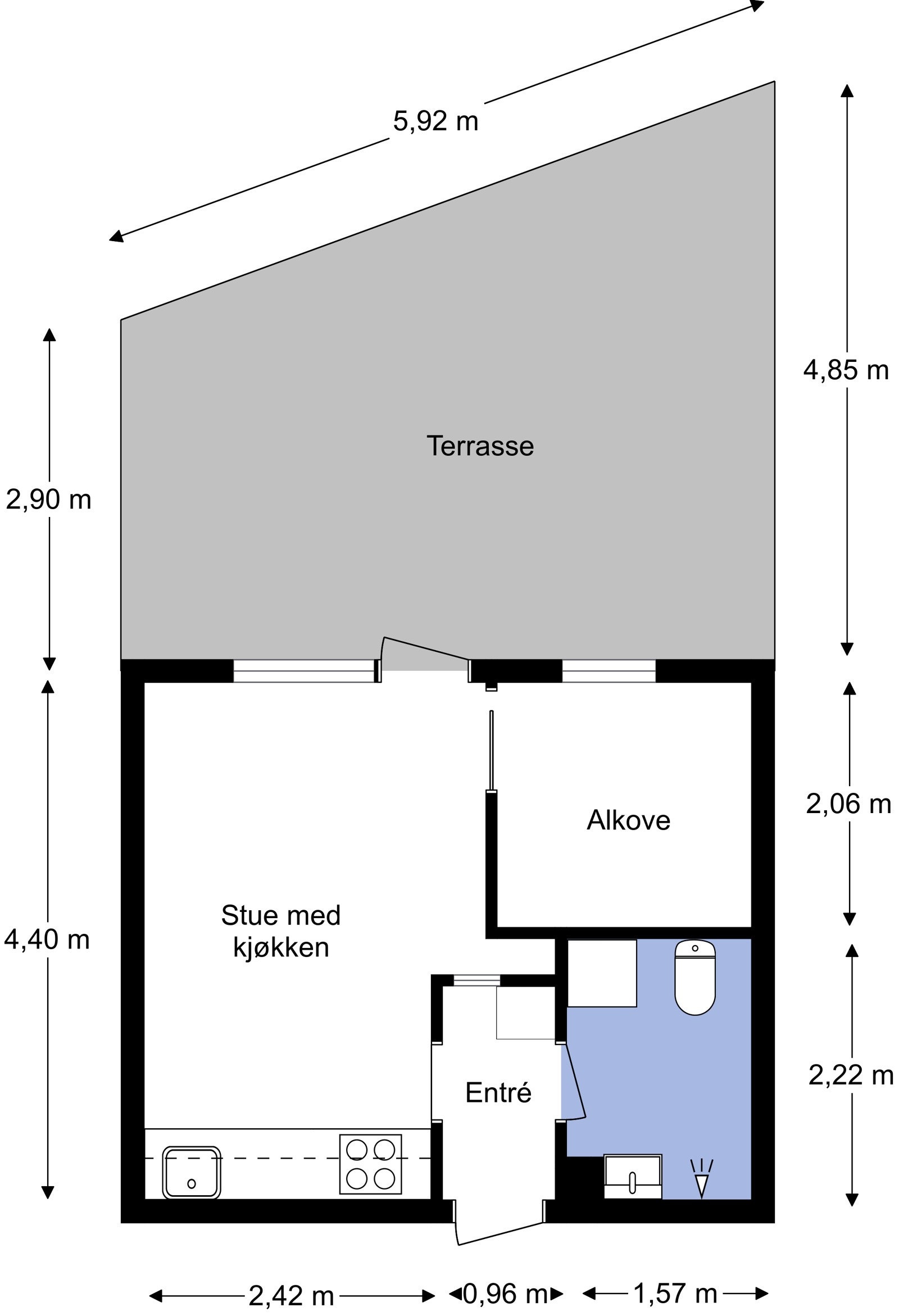 En liten sniktitt på plantegningen slik at du har god oversikt før vi tar turen ut igjen. Galleribilde