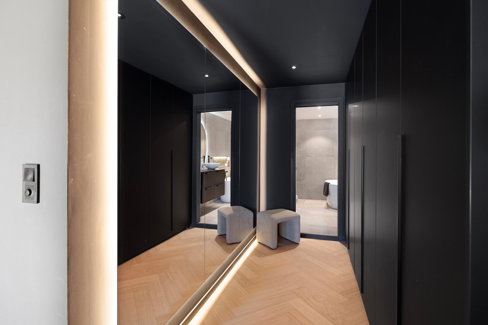 Omkledningsrom mellom soveavdelingen og en-suite badet Galleribilde