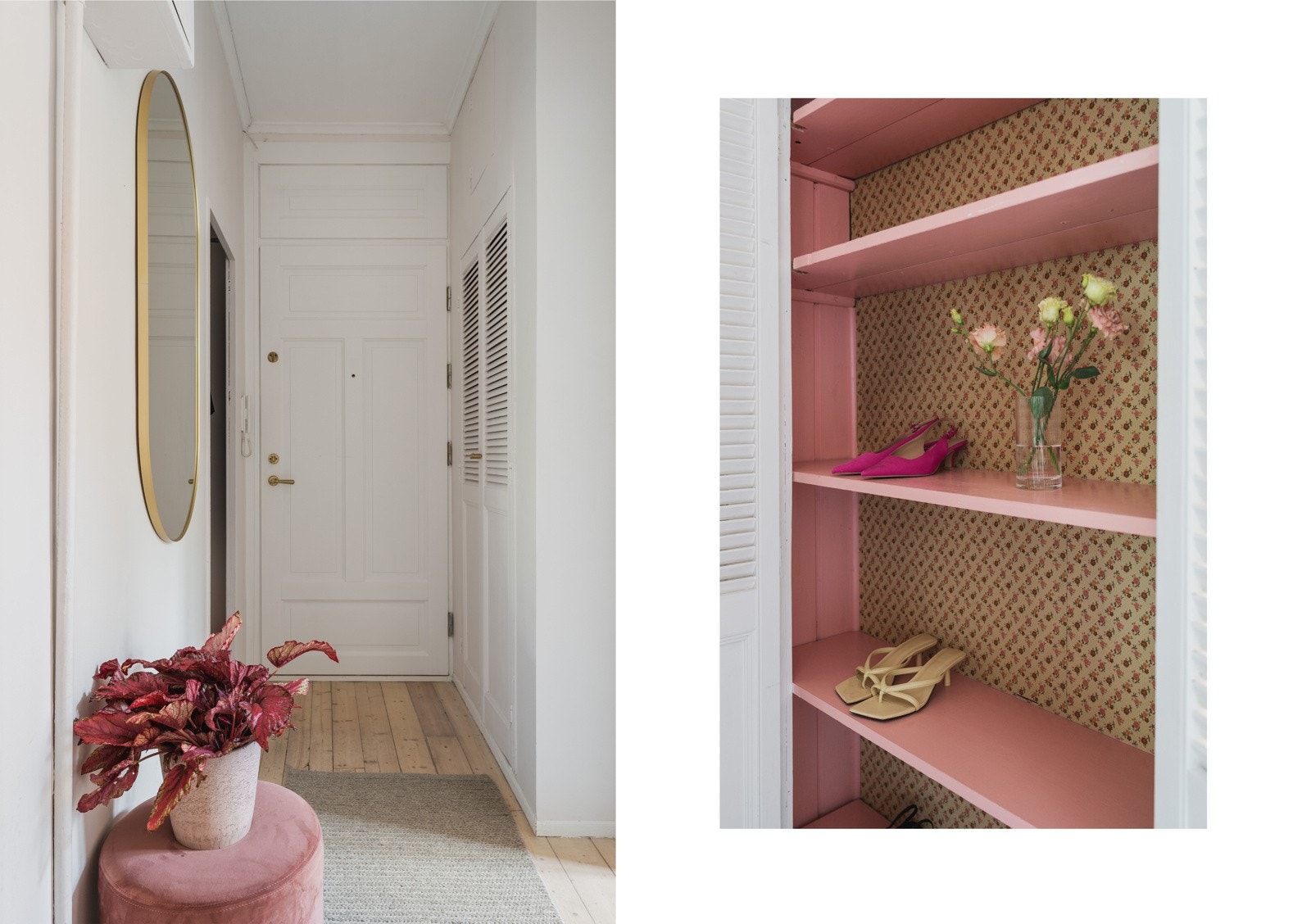 Innbydende entré med plassbygget, originalt skap. Galleribilde