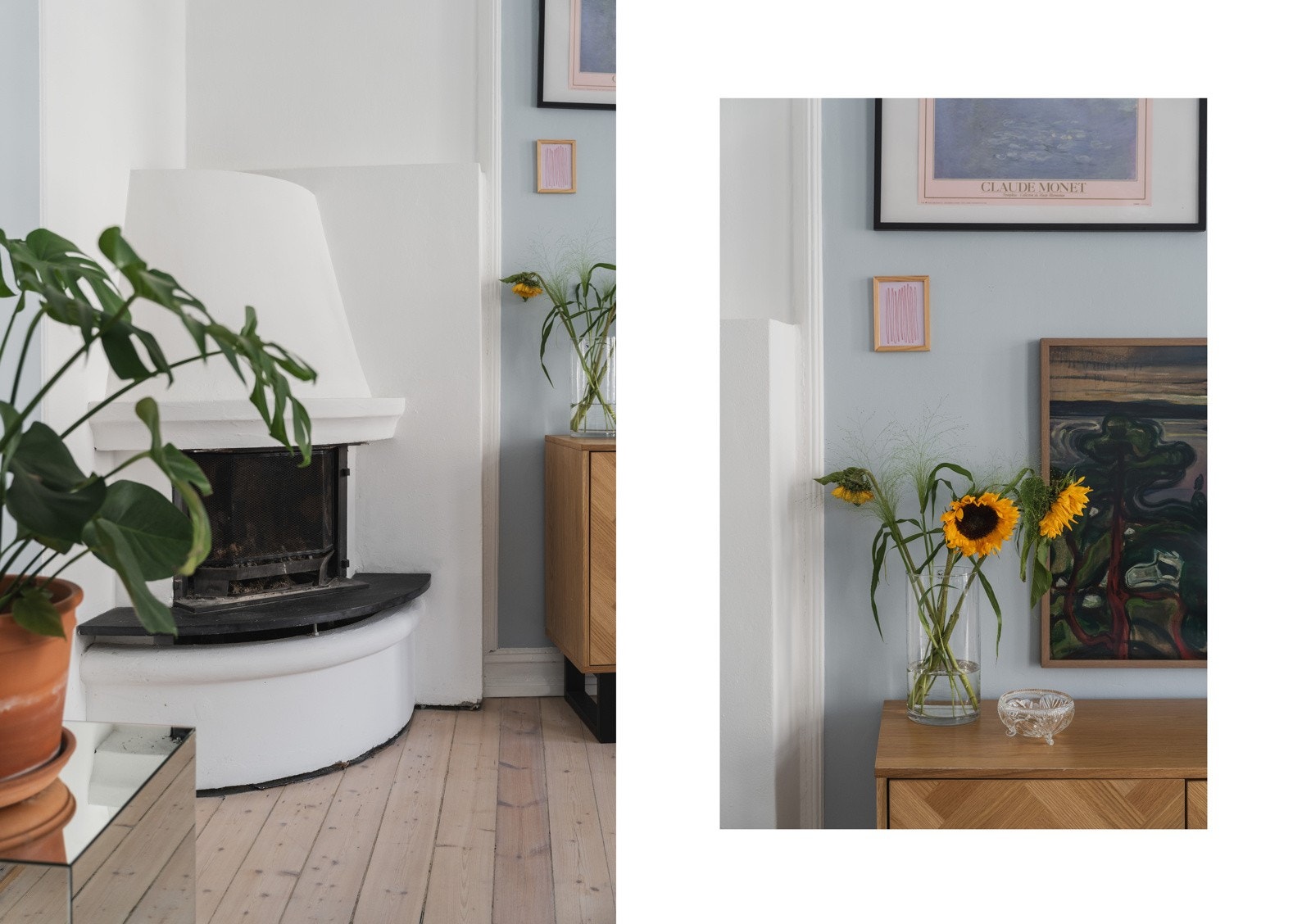 Velfungerende peis i stue. Galleribilde