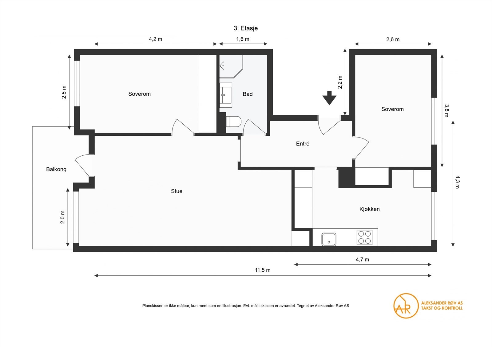 Floorplan letterhead - GANGSTUVEIEN 6 C - 3. Etasje - 2D Floor Plan.jpg Galleribilde