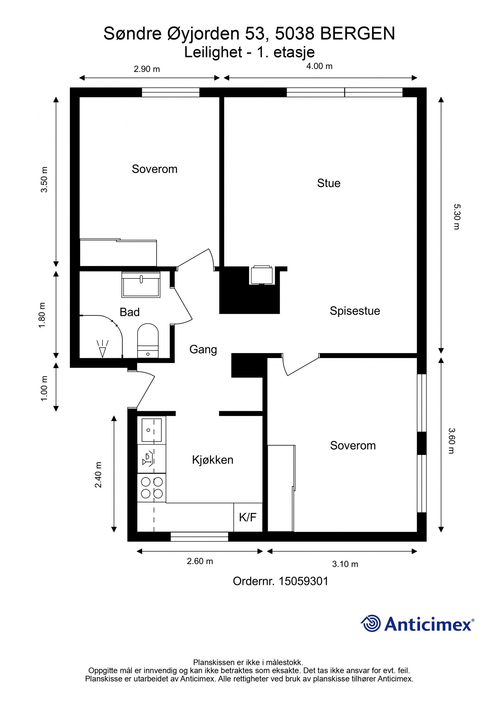 Målsatt planskisse Galleribilde
