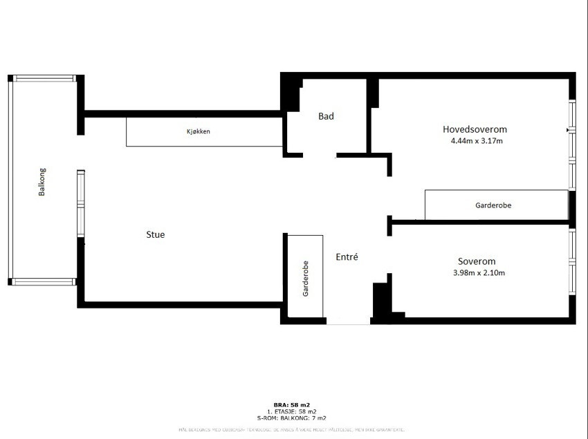 Plantegning med adskilt entré med garderobeløsning Galleribilde