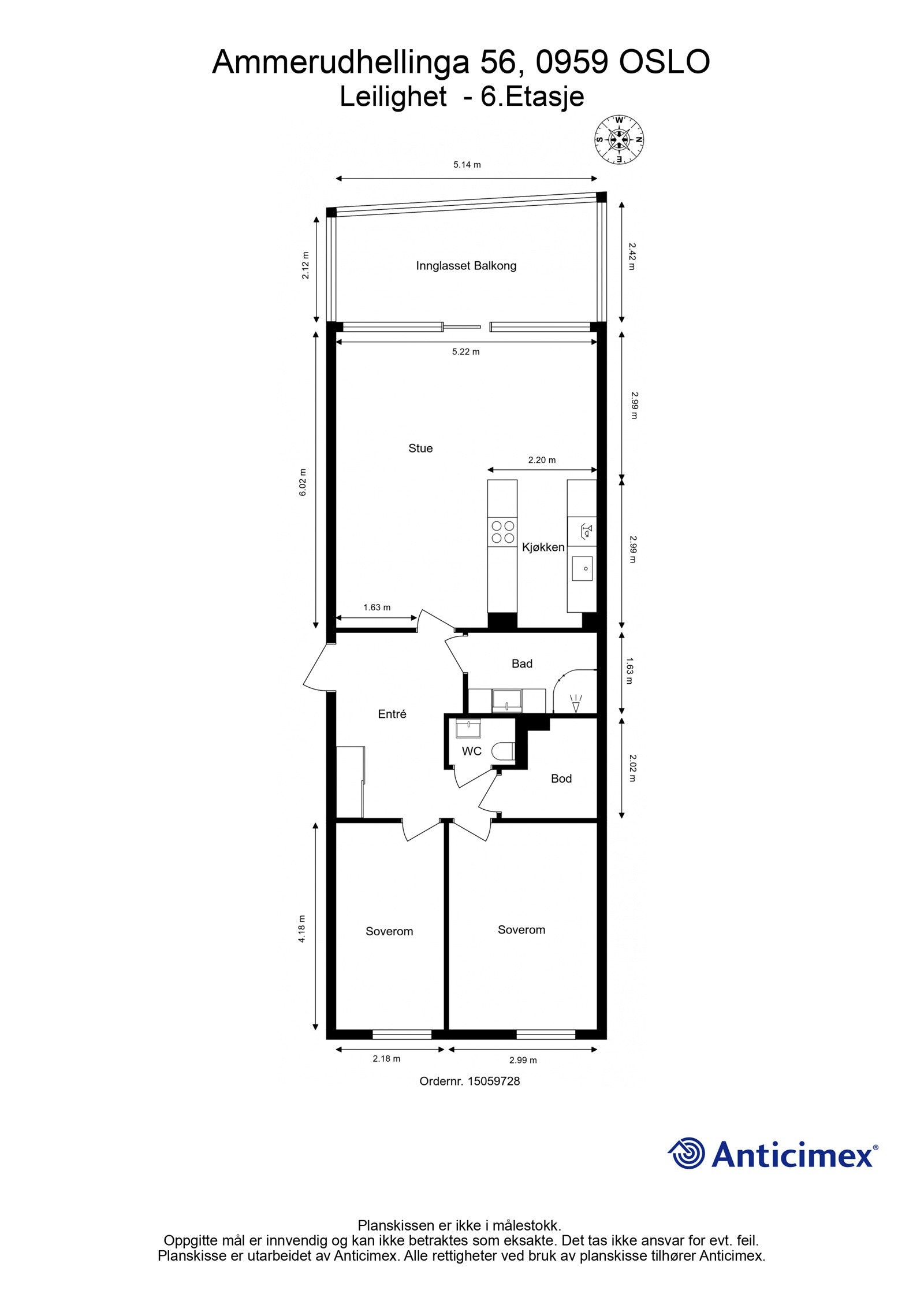 Målsatt plantegning Galleribilde