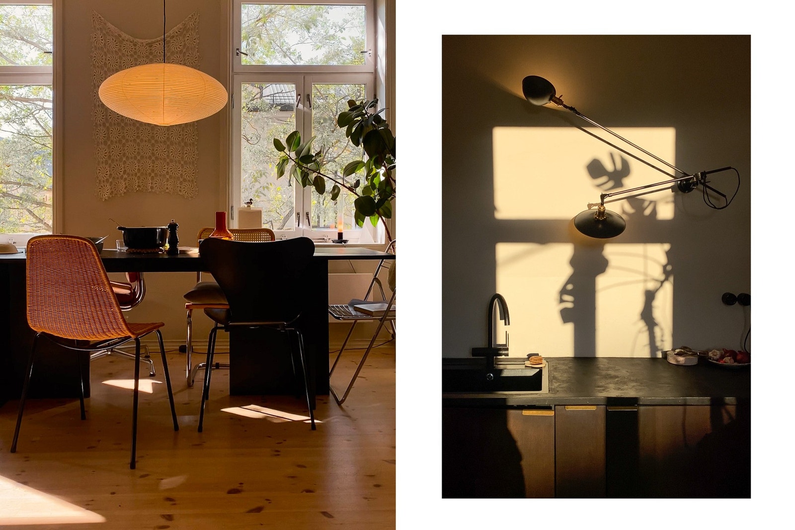 Stuen bader i lys på kveldstid. Galleribilde