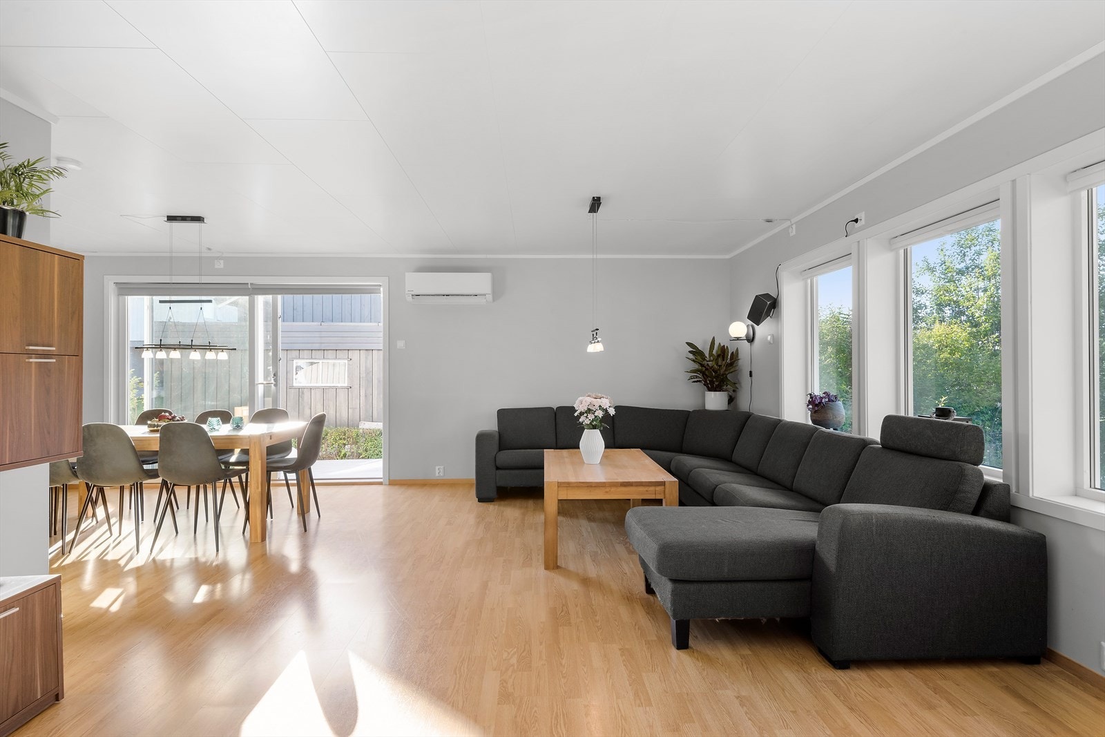 Stuerommet har en raus størrelse som tillater flere møbleringsmuligheter. Du har plass til sittegruppe, spisegruppe og godstoler i rommet. Galleribilde