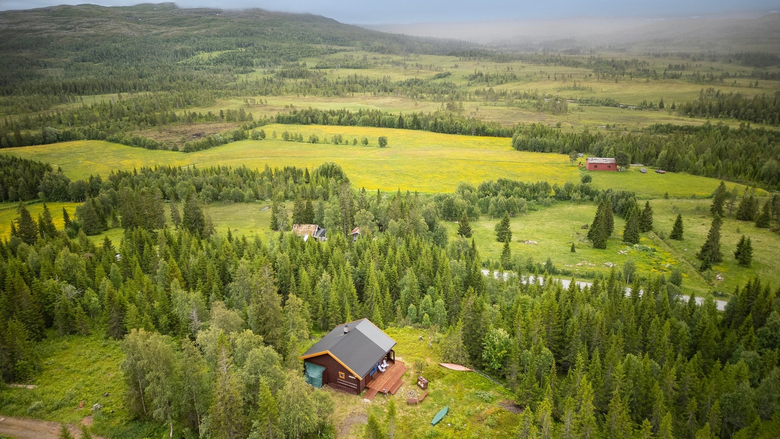 Dronebilde over nærområdet. Galleribilde