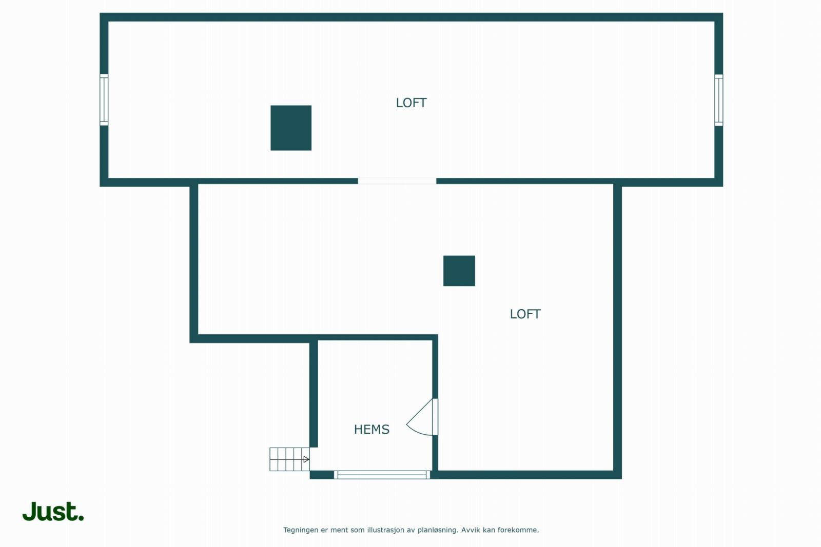 Planskisse loft hovedleilighet.