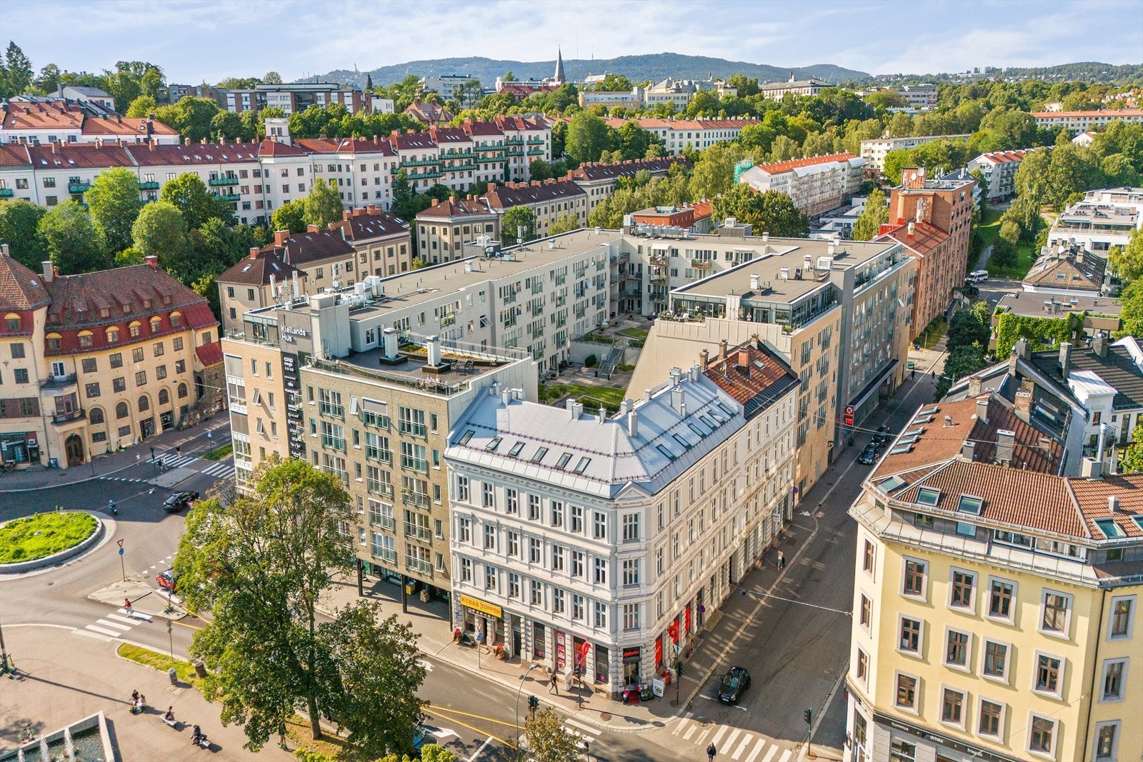 Dronefoto av området. Galleribilde