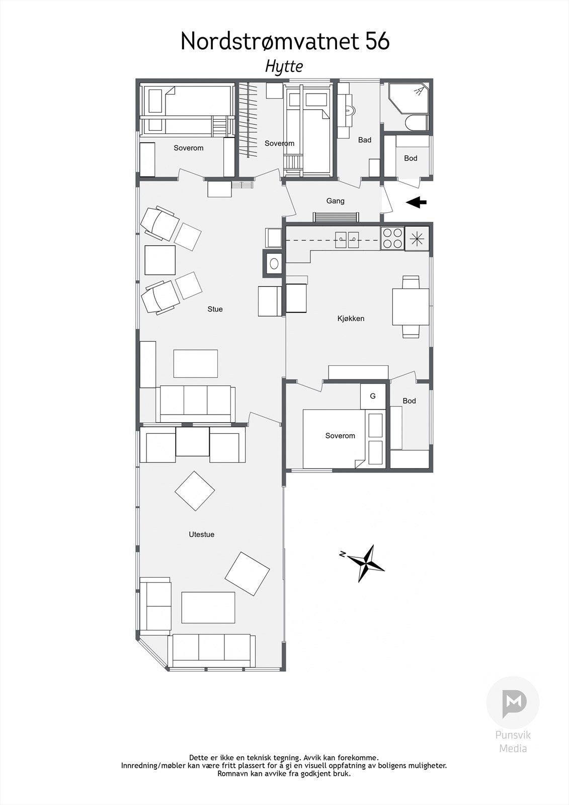 Plantegning hytte. Galleribilde