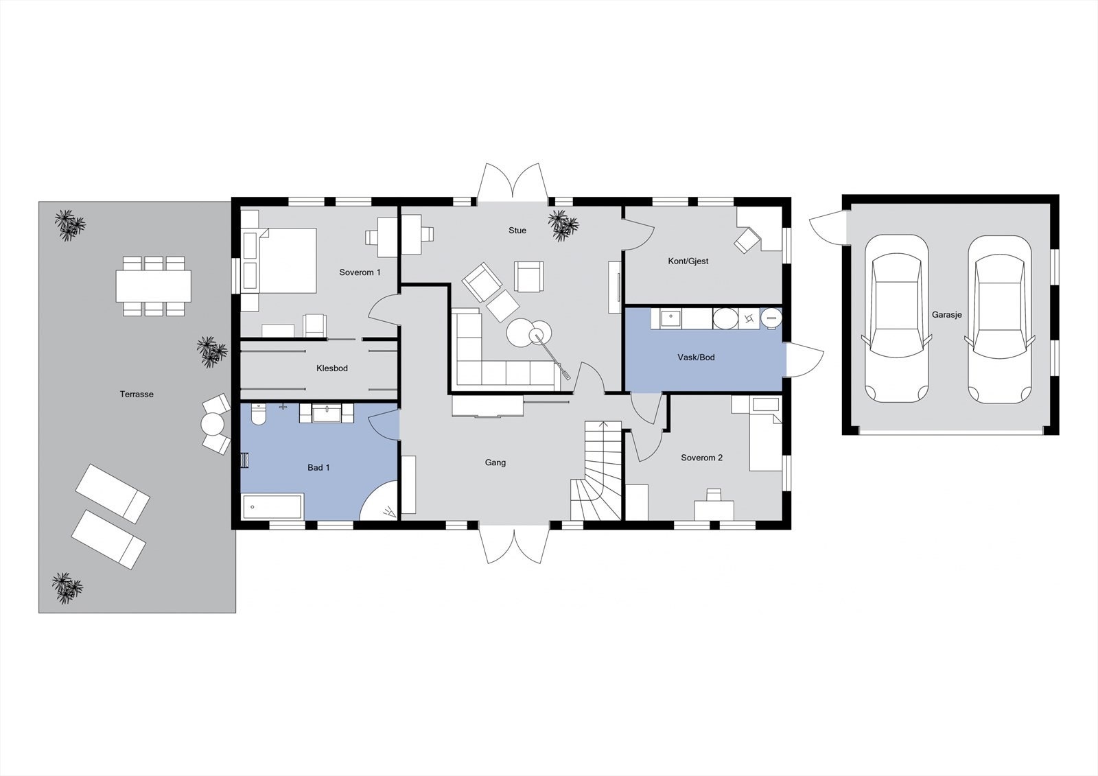 Planløsning 1. etasje Galleribilde