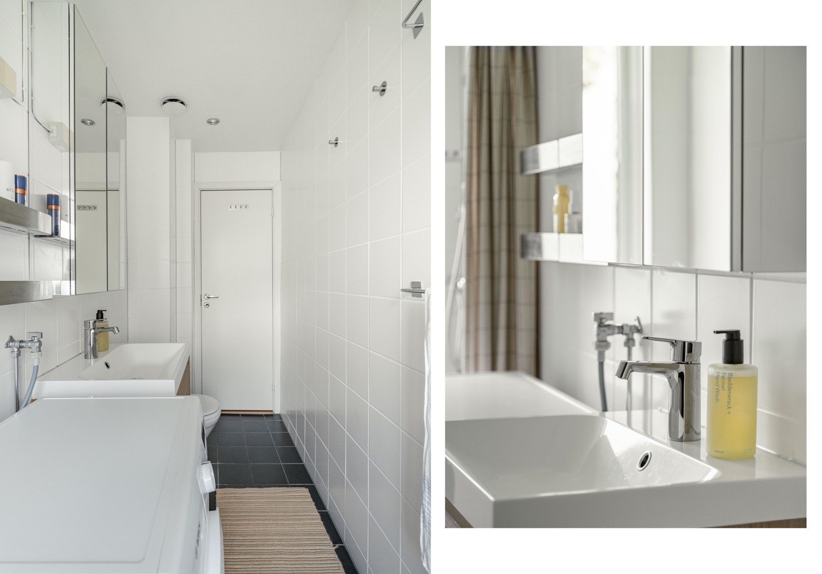 På badet er det også opplegg for vaskemaskin, varmekabler i gulv og downlights i himling. Vaskemaskinen på badet kan følge med om ønskelig. Galleribilde