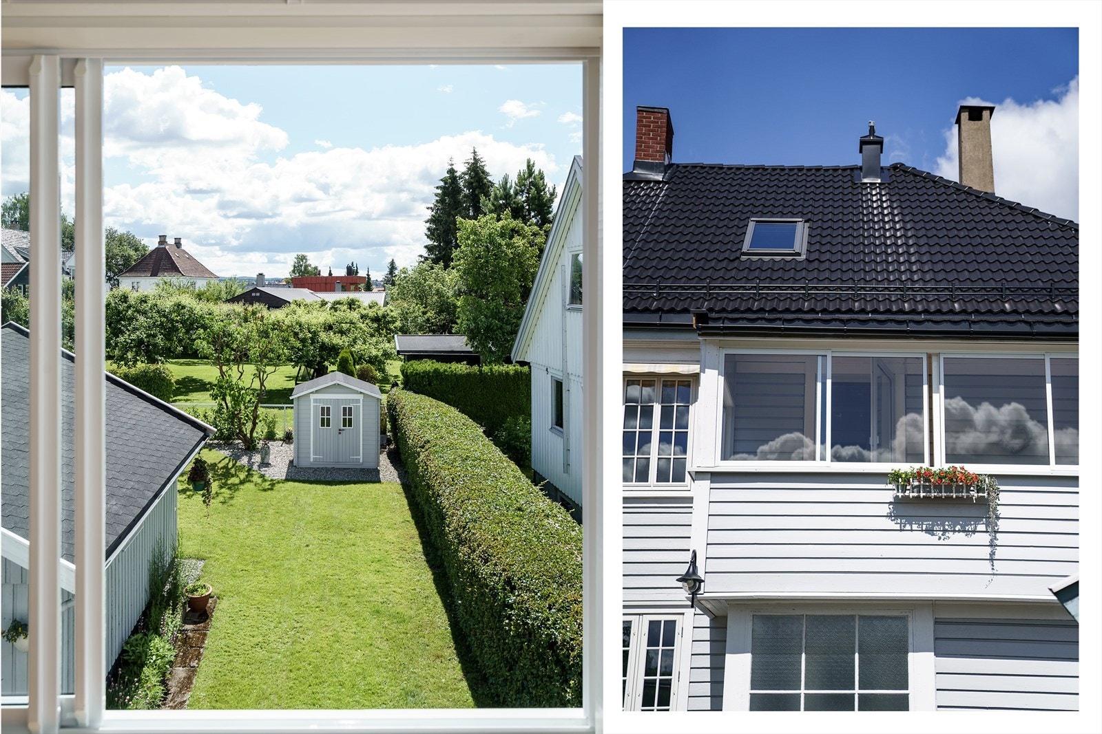 Fra balkongen er det en svært hyggelig utsikt mot egen hage og de videre mot de grønne, vakre omgivelsene. Galleribilde