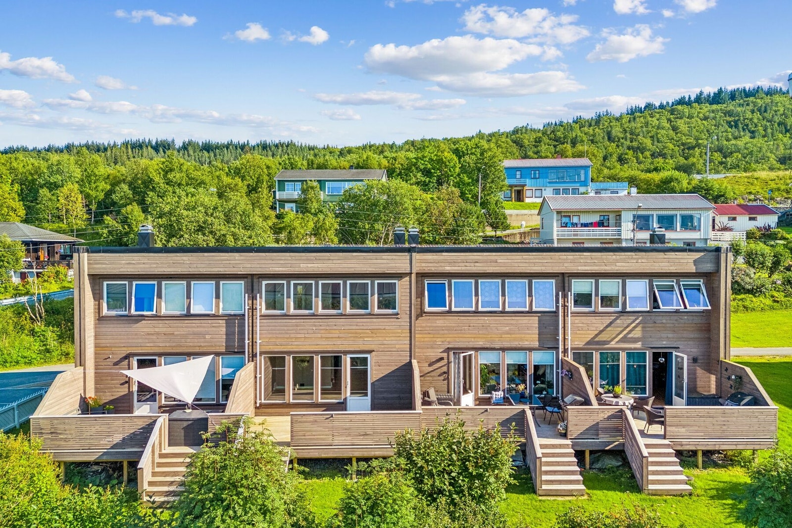 Fasadene i borettslaget ble i perioden 2020 - 2022 renovert Galleribilde