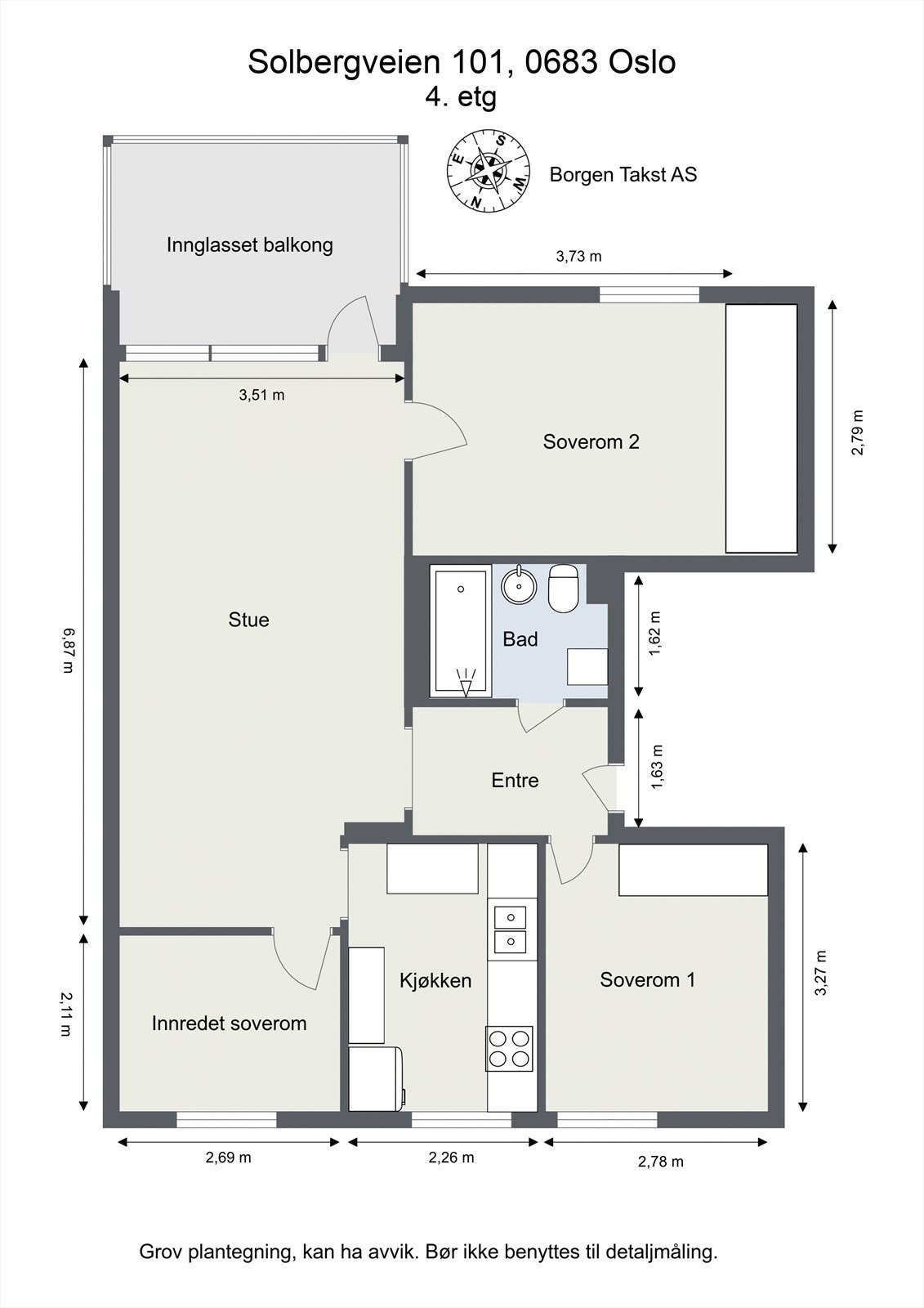 Plantegning med mål. Galleribilde