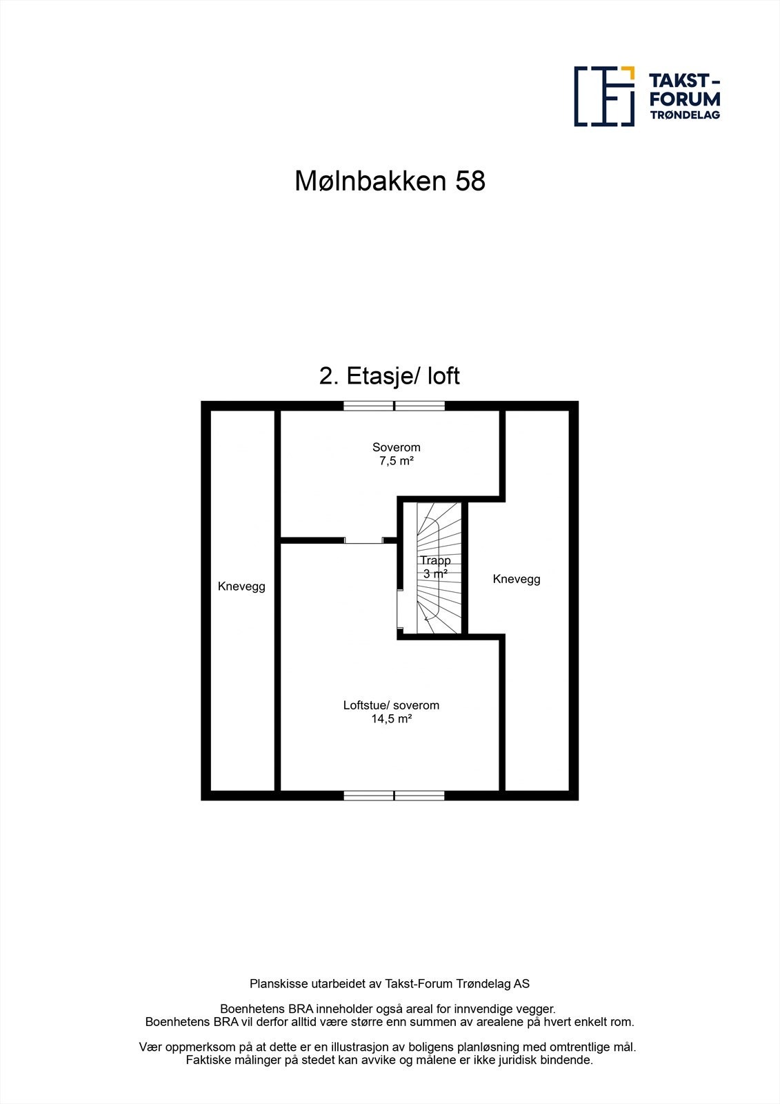 Plantegning av loftetasje. Galleribilde