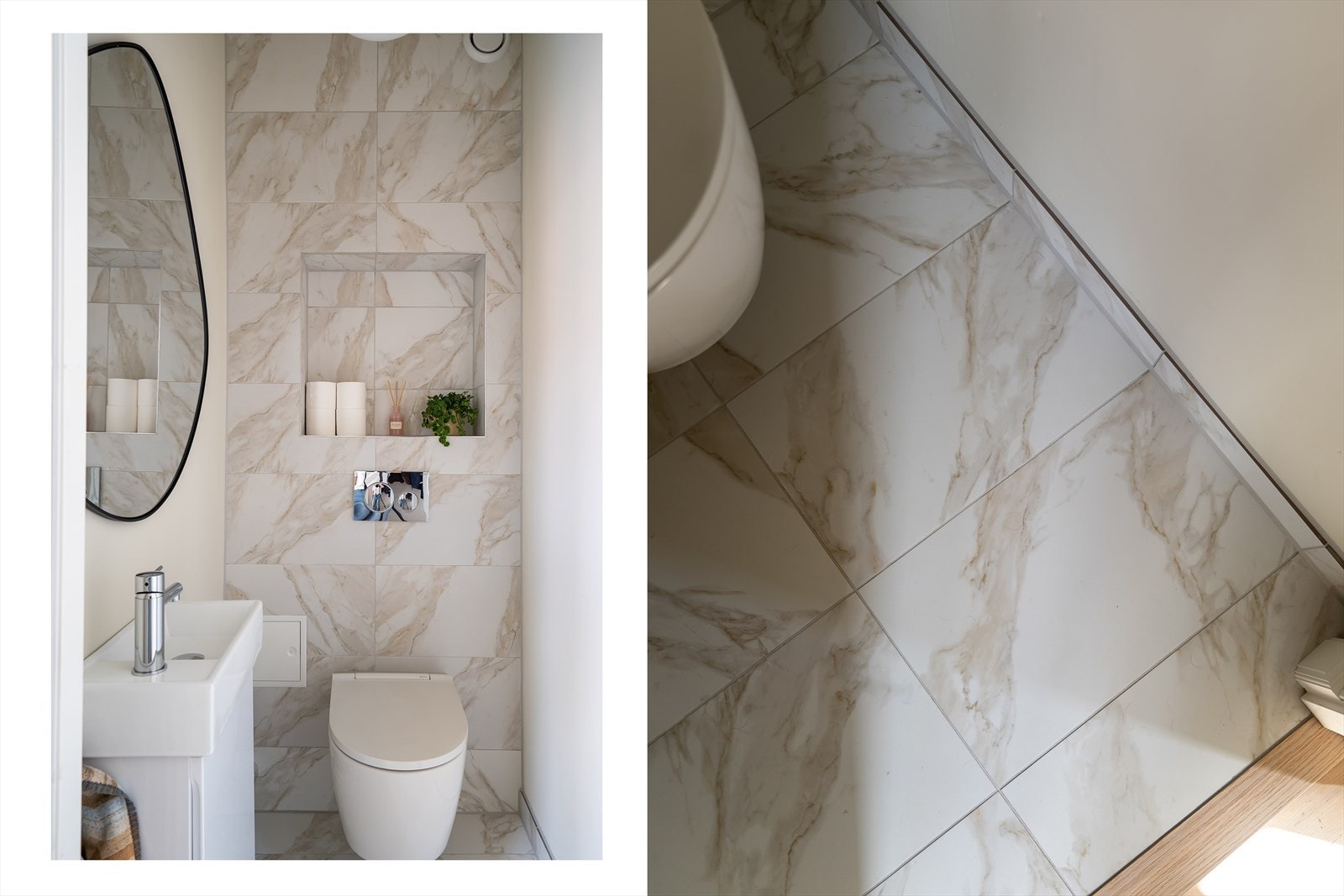 Innredningen består av heldekkendeservant med servantskap med høyglansfronter og vegghengt klosett. Galleribilde