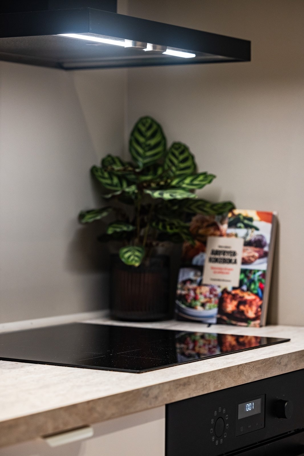 Kjøkkenet er fullt utstyrt med integrerte hvitevarer som medfølger i handelen. Mekanisk avtrekk med utkast til friluft via felles ventilasjonskanal. Galleribilde