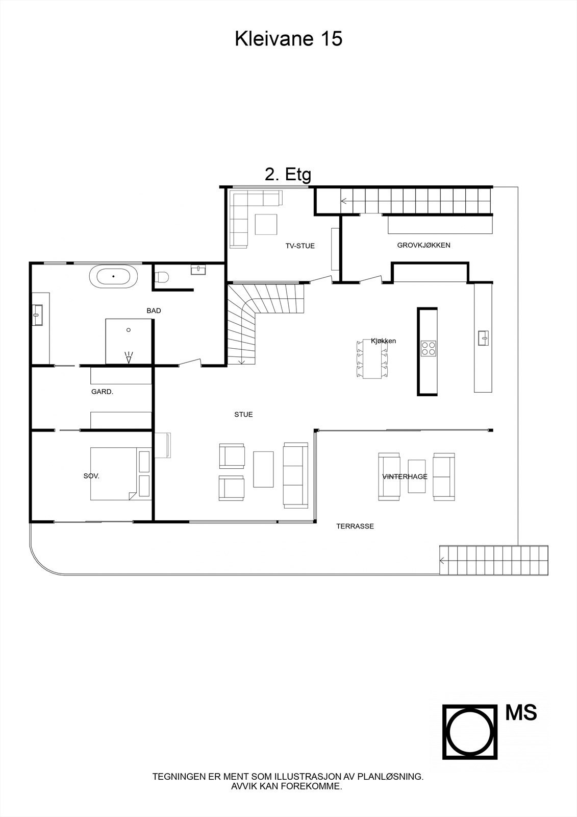 Floorplan letterhead - Kleivane 15 - 2. Etg - 2D Floor Plan Galleribilde
