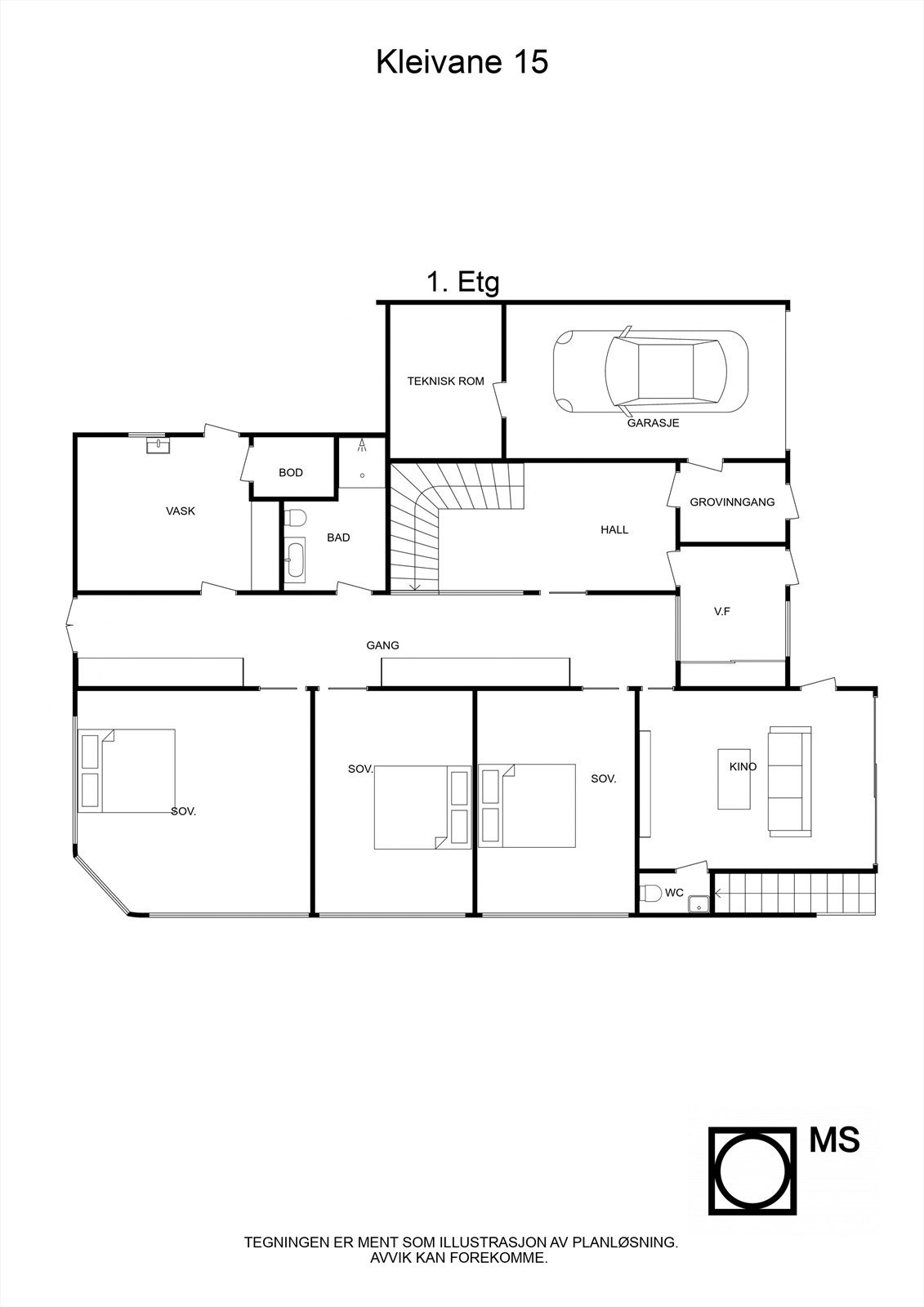 Floorplan letterhead - Kleivane 15 - 1. Etg - 2D Floor Plan Galleribilde