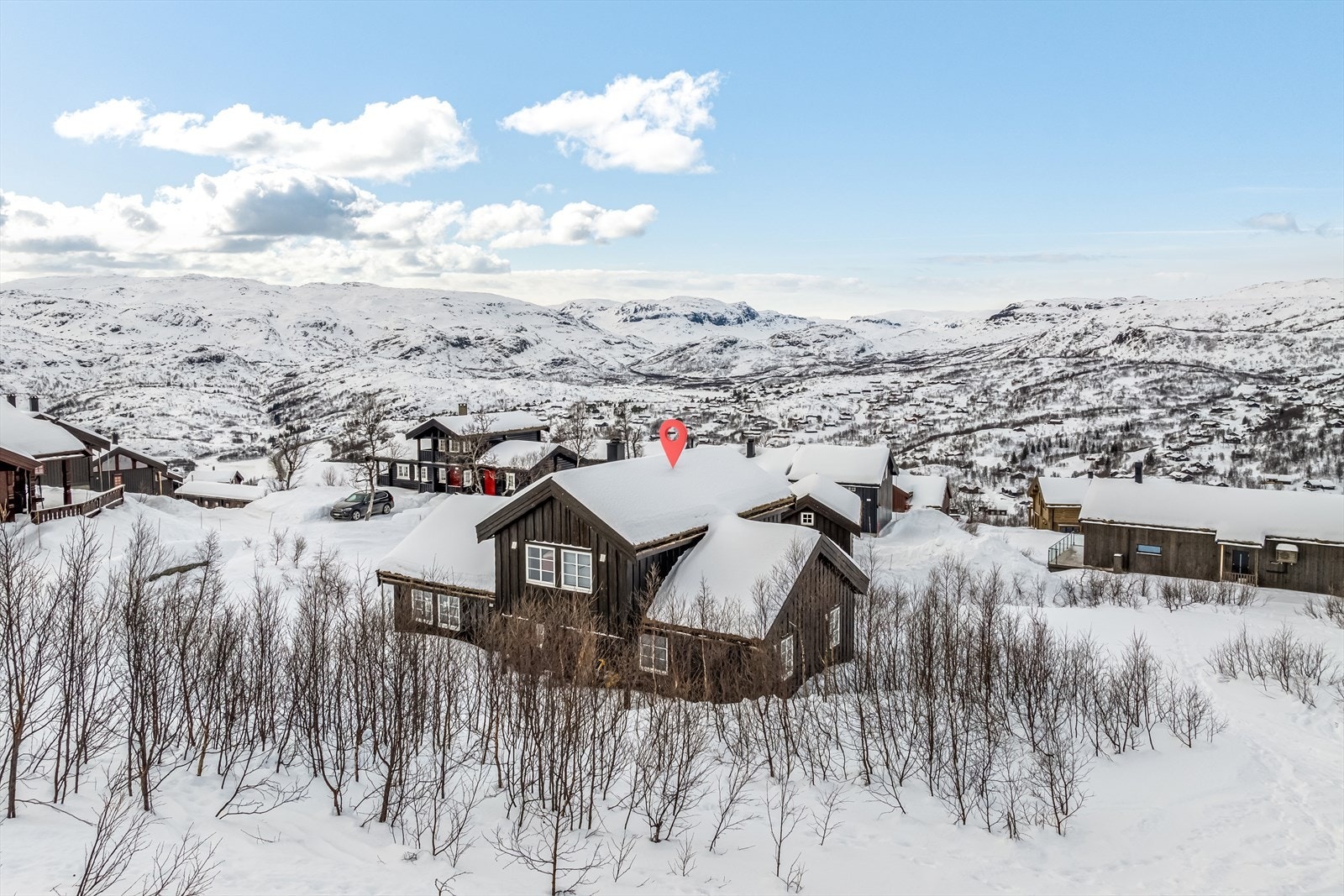 Hytten ligger i ytterkant av feltet Galleribilde