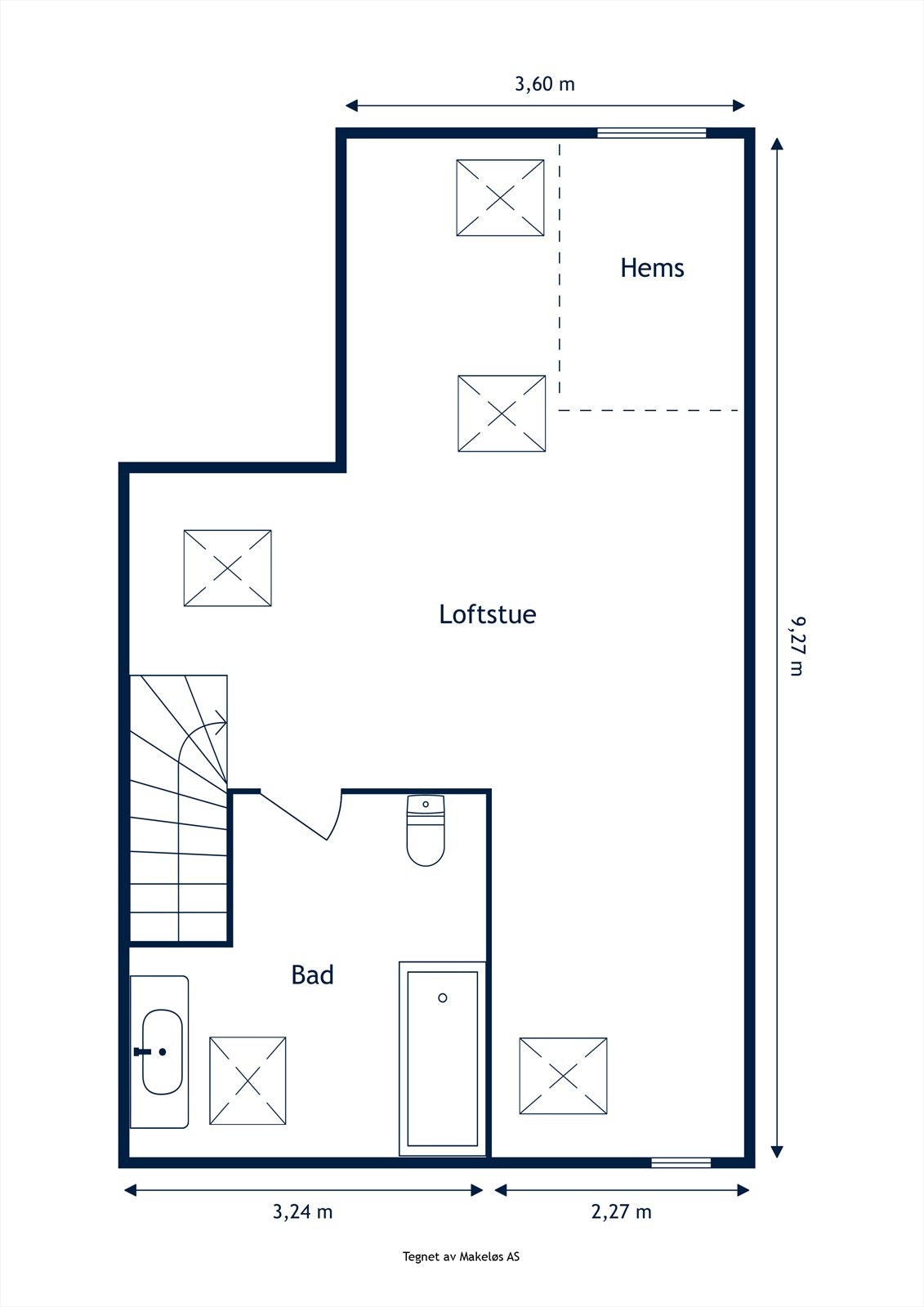 Plantegning loft. Galleribilde