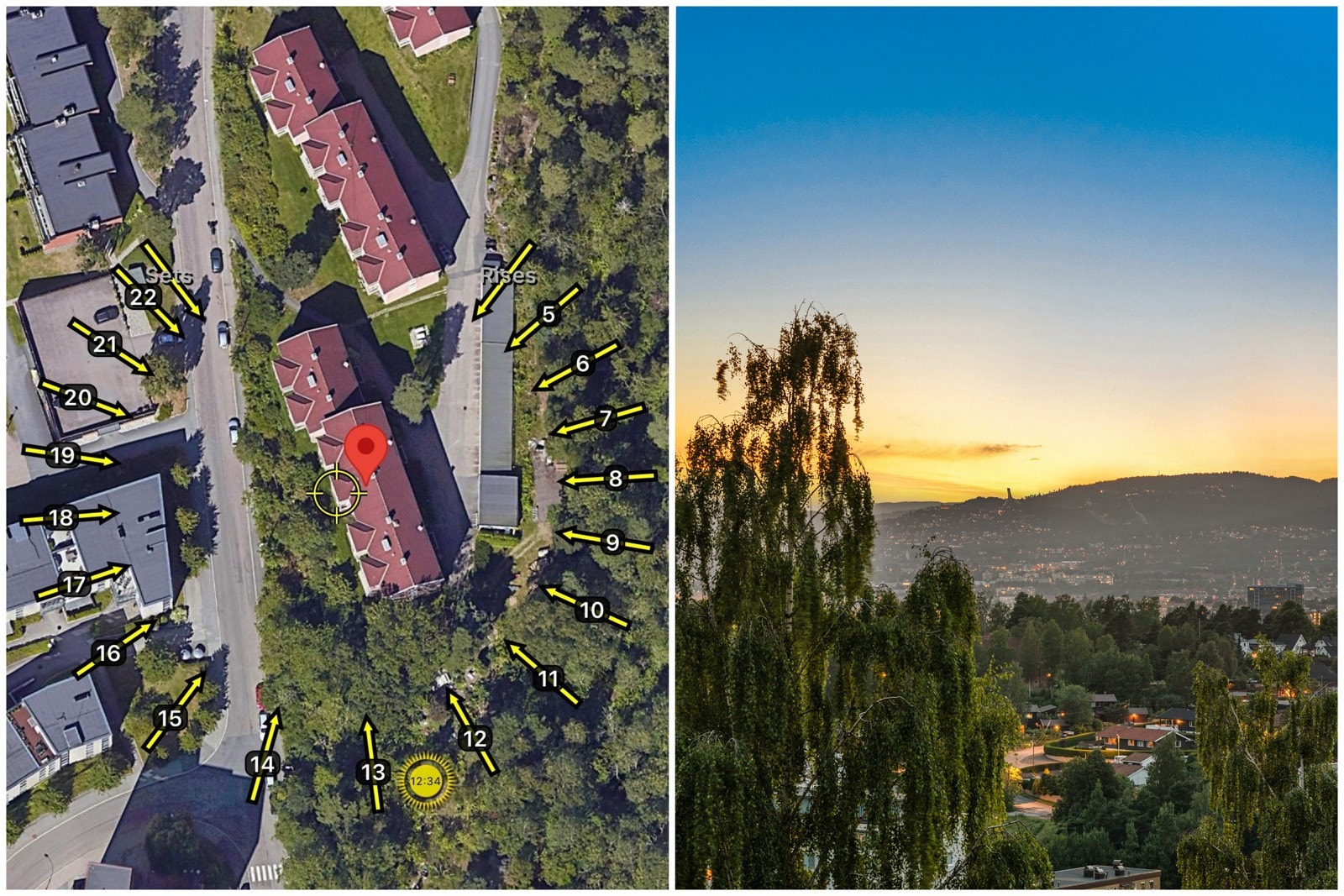 Den vestvendte beliggeneheten sørger for svært gode solforhold. Holmenkollen i horisonten. Galleribilde