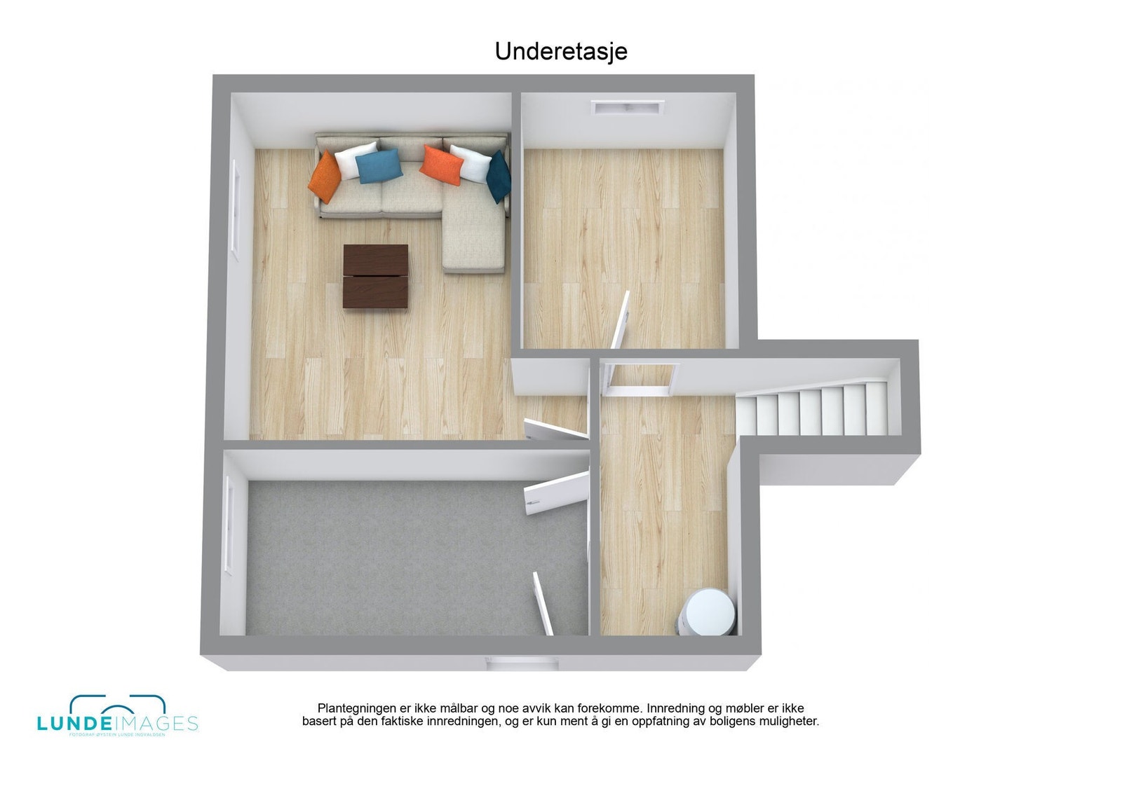 Plantegning kjeller 3D - ikke målbar Galleribilde