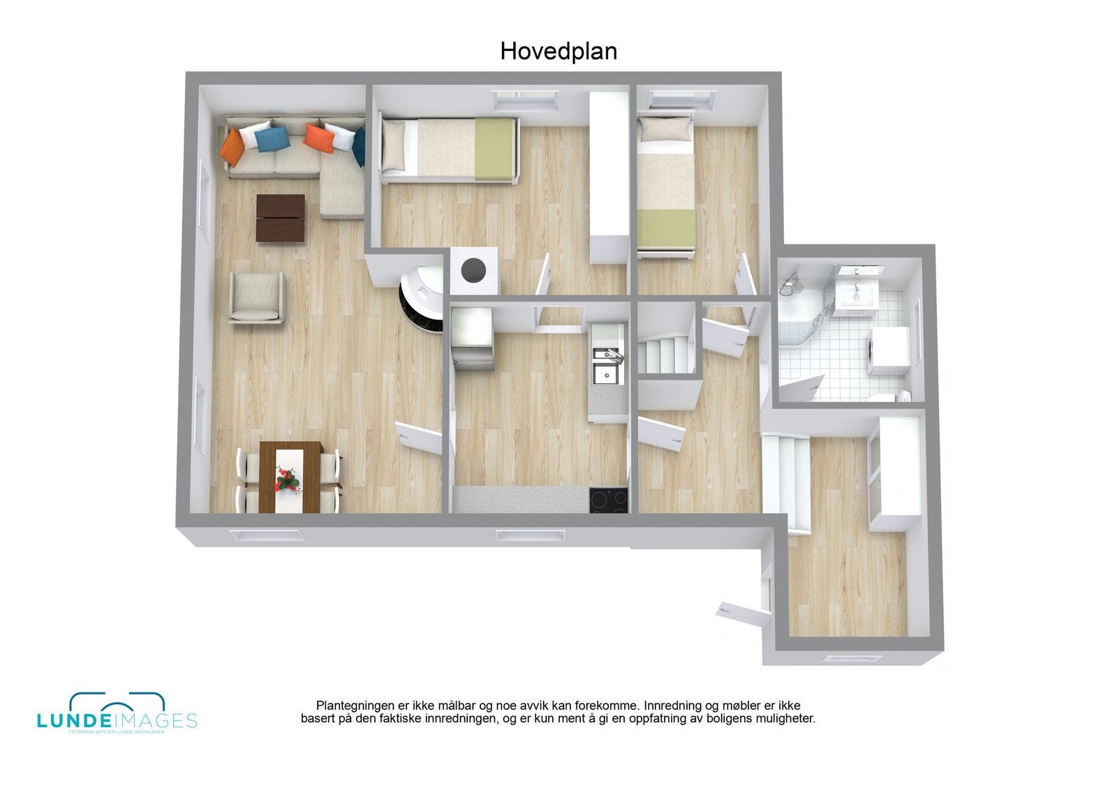 Plantegning hovedplan 3D - ikke målbar Galleribilde