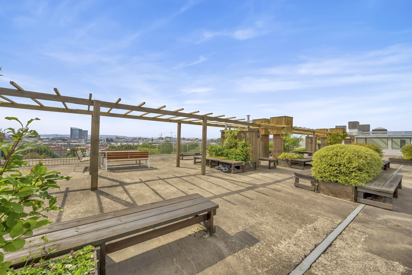 Felles takterrasse med sol og nydelig utsikt Galleribilde