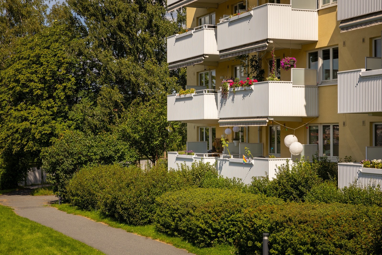 Rikelig med boltreplass på store friareal på område, også rett utenfor boligen. Galleribilde