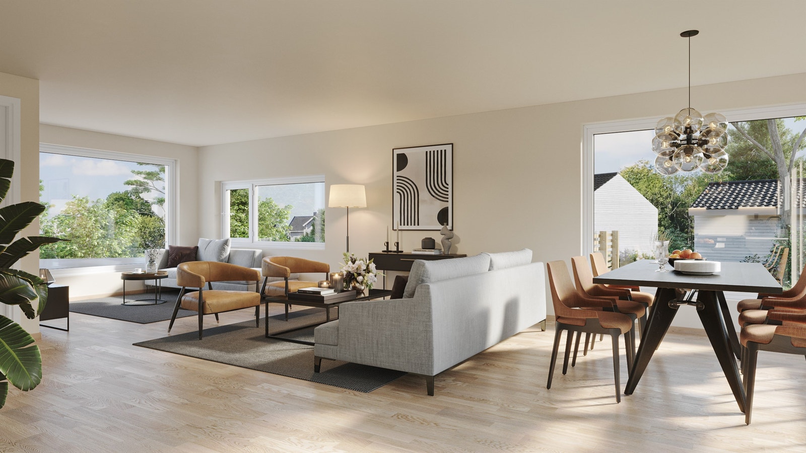 I første etasje inngår en stor, åpen sosial sone på 50 kvm. bestående av stue og kjøkken. Galleribilde