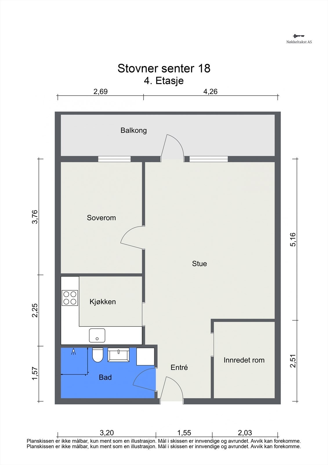 Plantegning med mål. Galleribilde