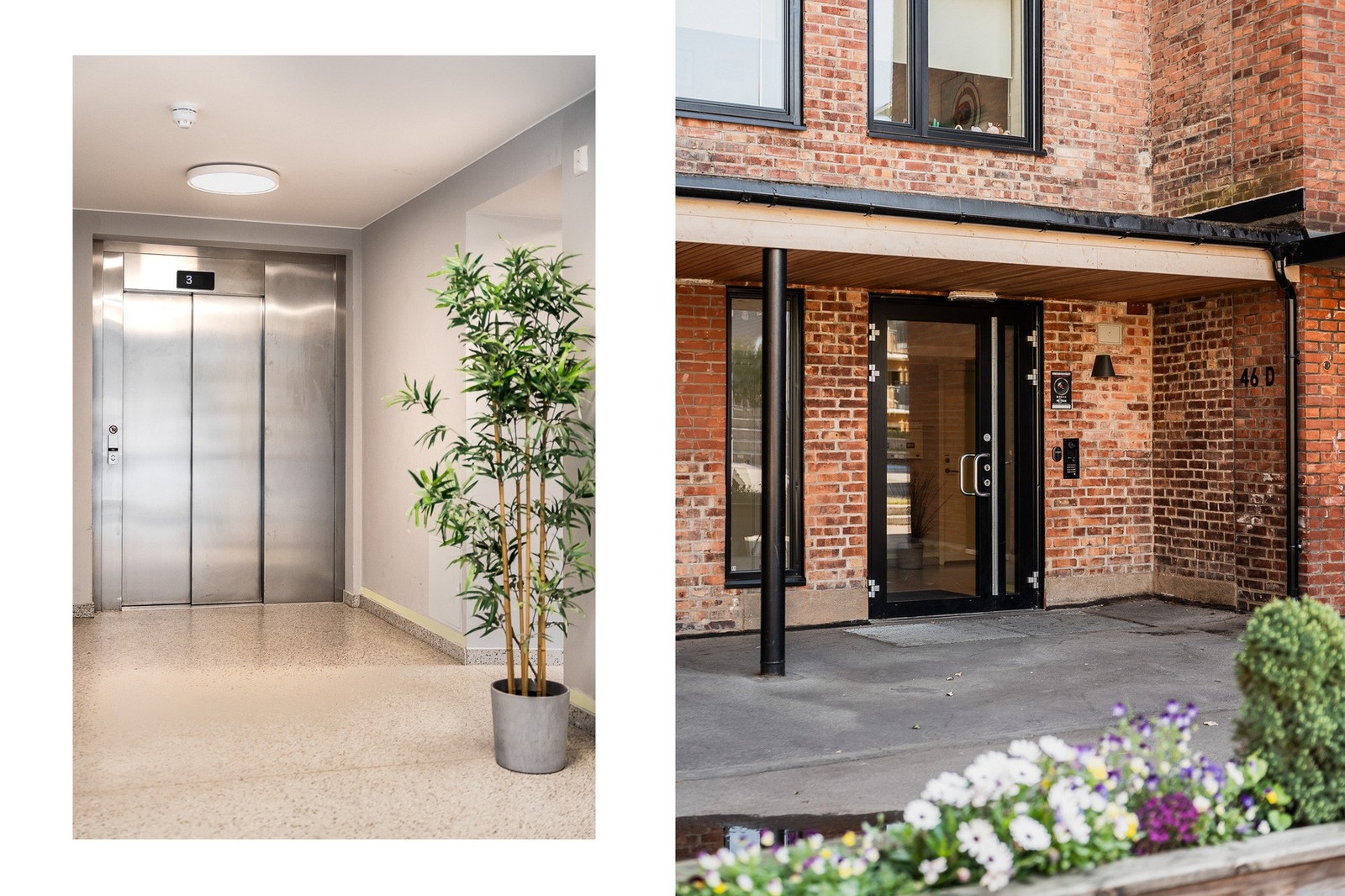 Enkel adkomst med heis og dekorativt felles inngangsparti. Galleribilde