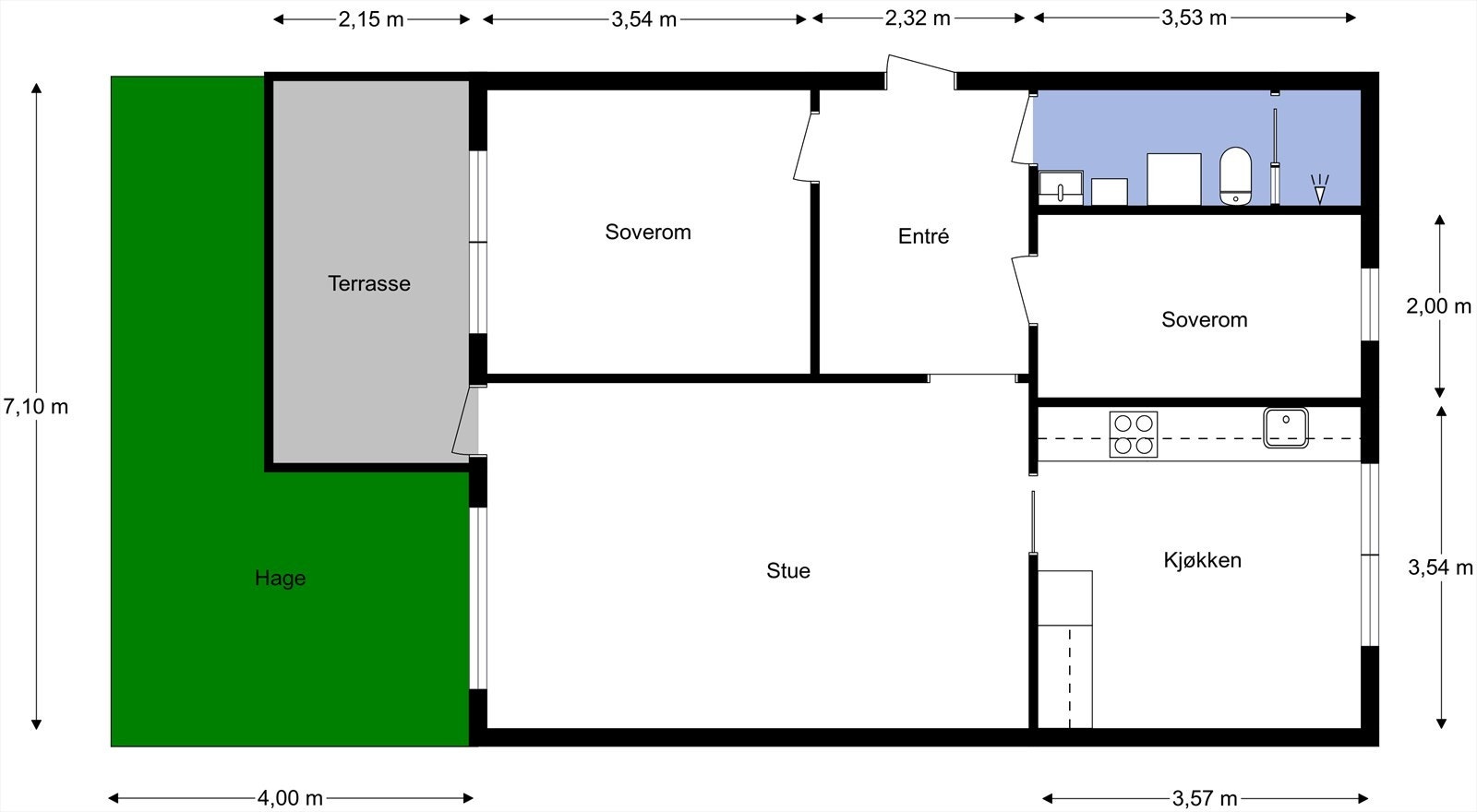 Planskisse med mål fra takstmann - Asperudtoppen 10 Galleribilde