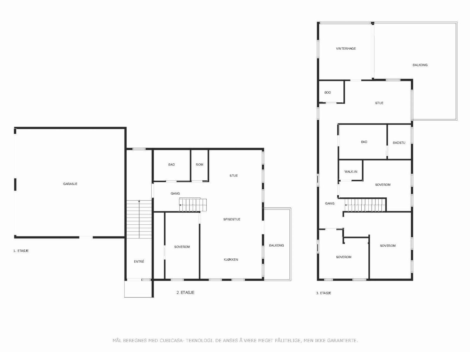Planløsning (soverom/walkin-garderobe i 2. etg. kommer ikke riktig frem på bildet, se plantegning i salgsoppgaven) Galleribilde