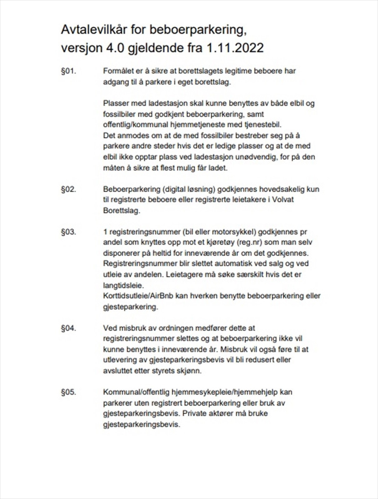 Avtalevilkår for parkeringsforhold. Side 1. Galleribilde