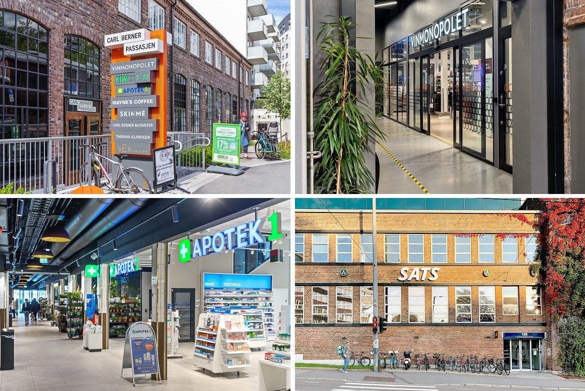 I 1.etg i bygget ligger Carl Berner passasjen med dagligvare, apotek og Vinmonopolet. I tillegg ligger Sats Carl Berner rett over gata. Galleribilde