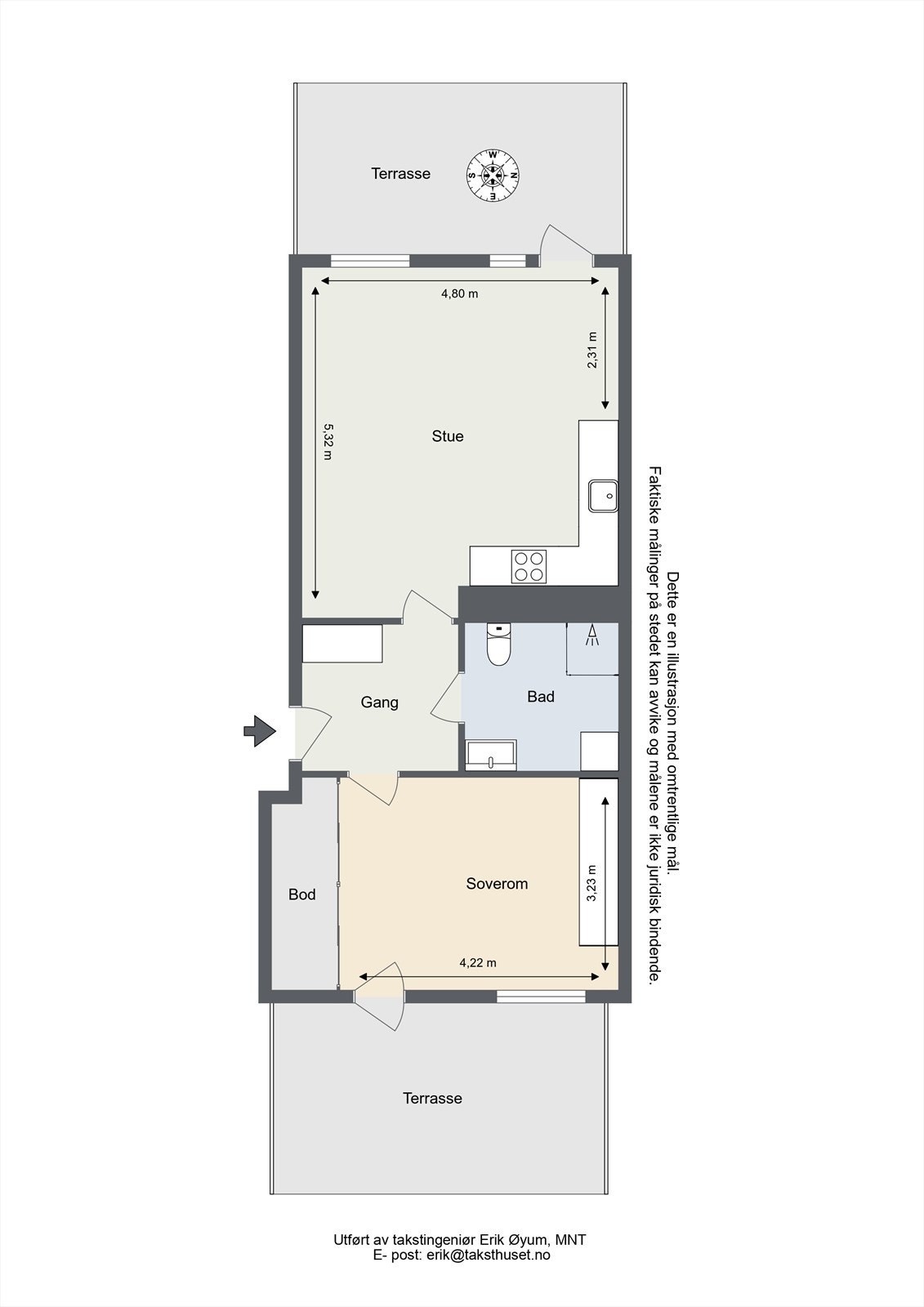 En lekker 2-roms leilighet fra 2015. Plantegning. Galleribilde