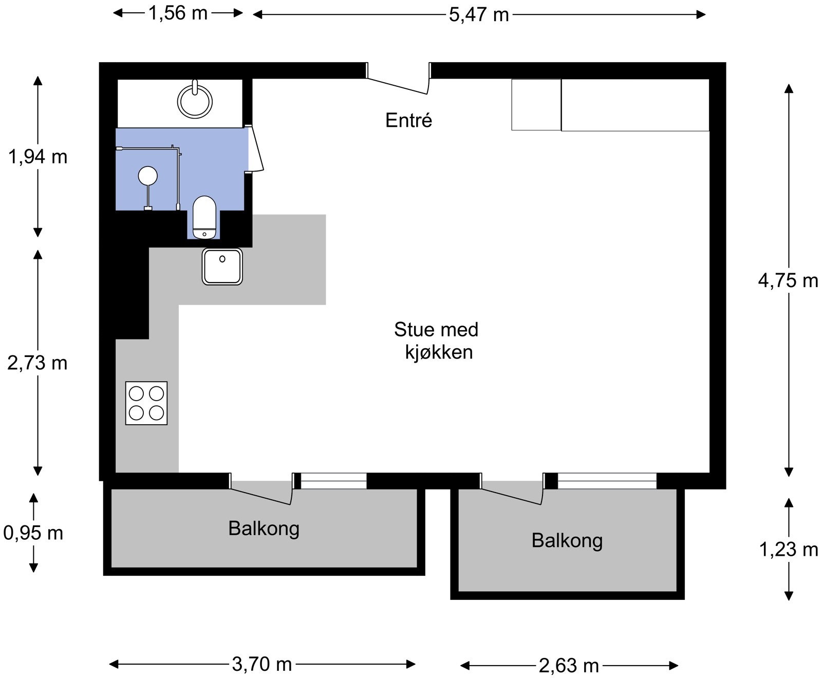 Vi begynner med plantegningen slik at du får god oversikt før du blar videre. Galleribilde