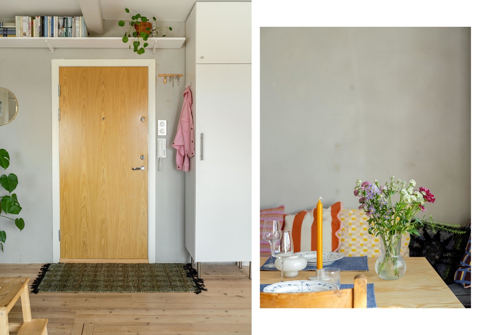 Her kommer du inn i boligen, og det er plass til knagger og skohylle. Galleribilde