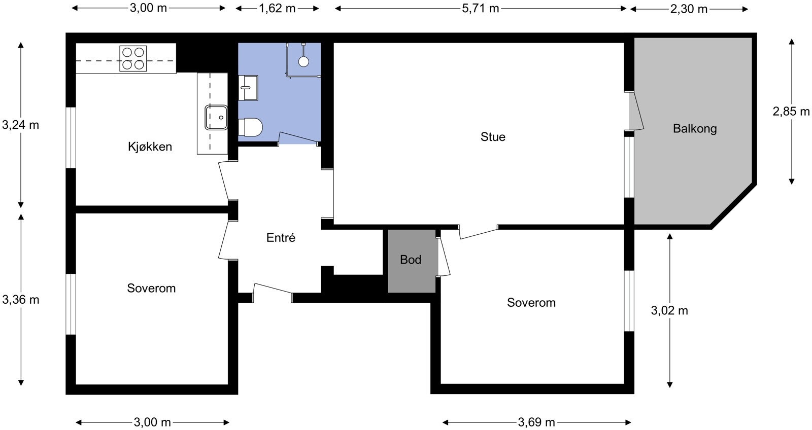Radarveien 49 2.etg - 2D Floor Plan Galleribilde