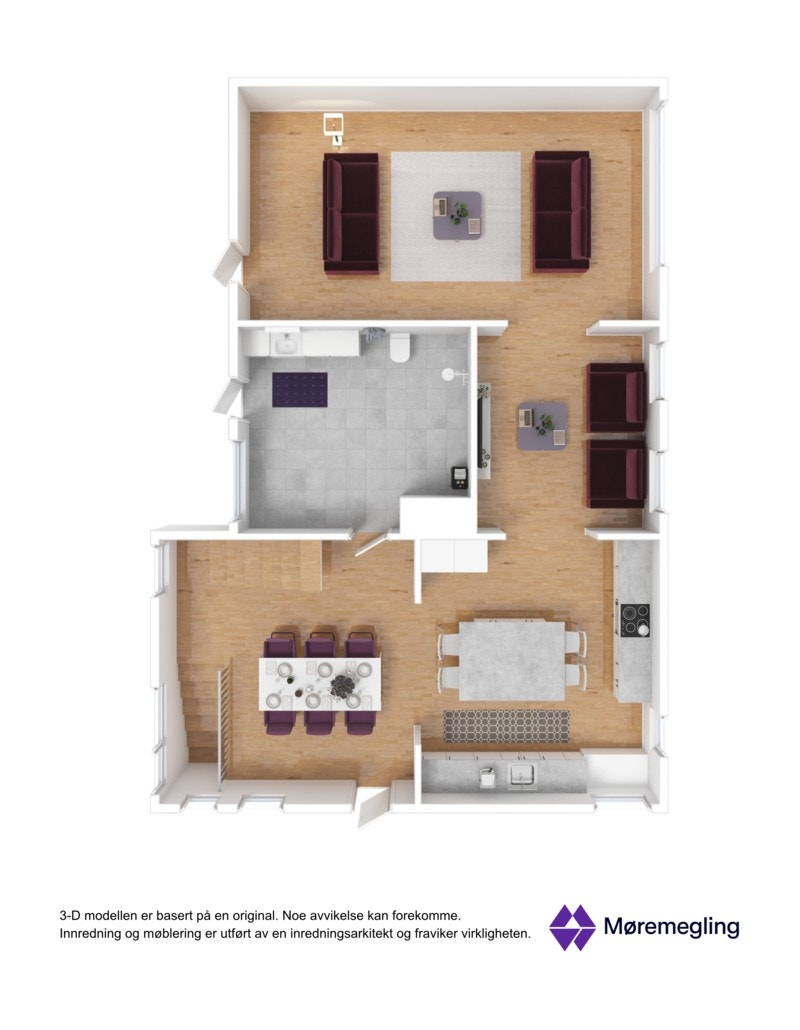 Planløsning 1. etasje - 3D Galleribilde