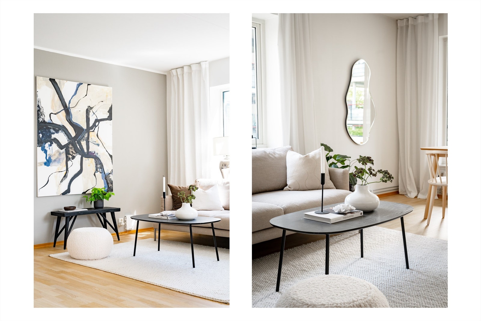 Overflatene er holdt i lyse og tidsriktige fargevalg som harmonerer fint med resten av leiligheten. Galleribilde