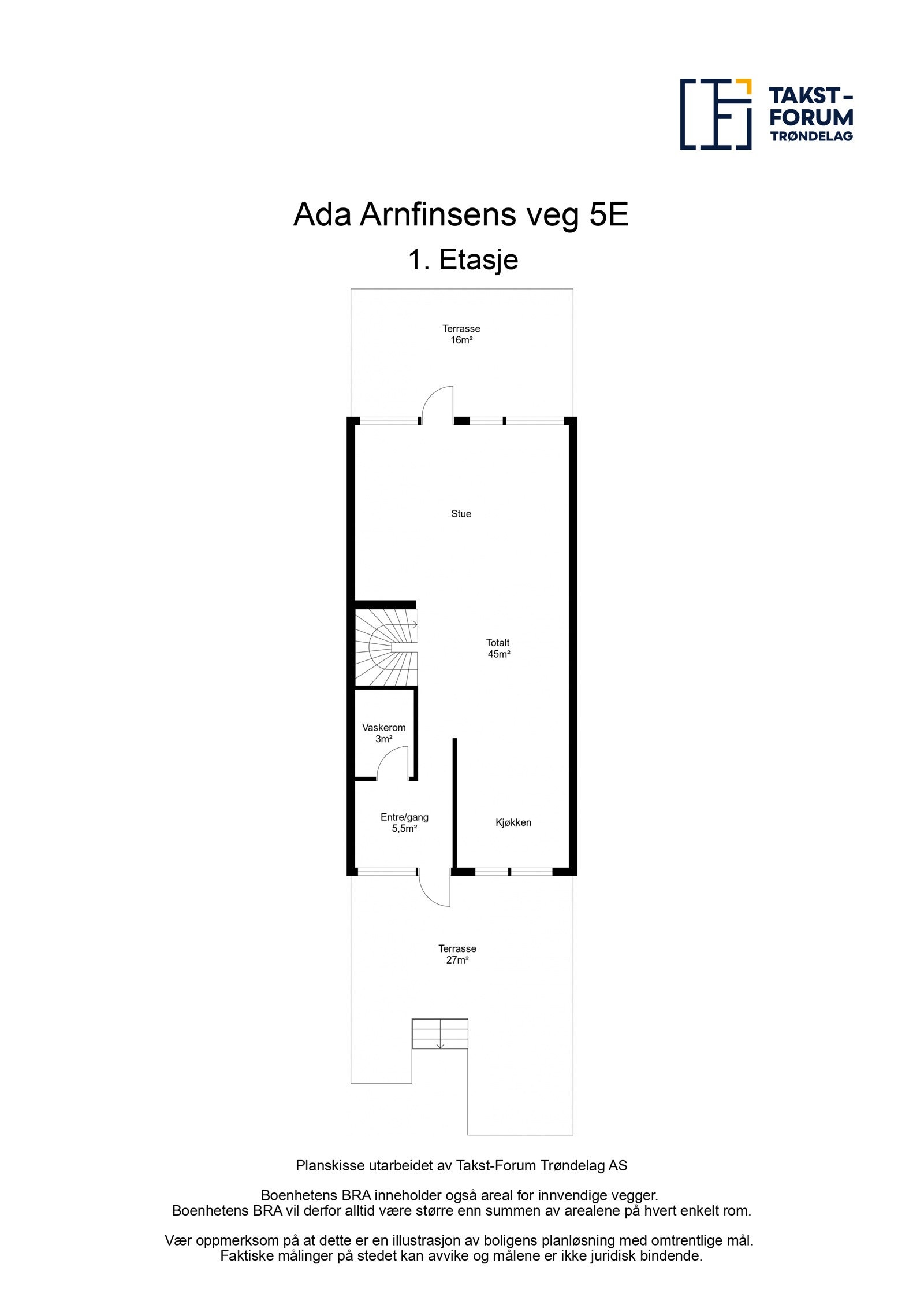Planskisse fra takstmann over 1. etasje Galleribilde