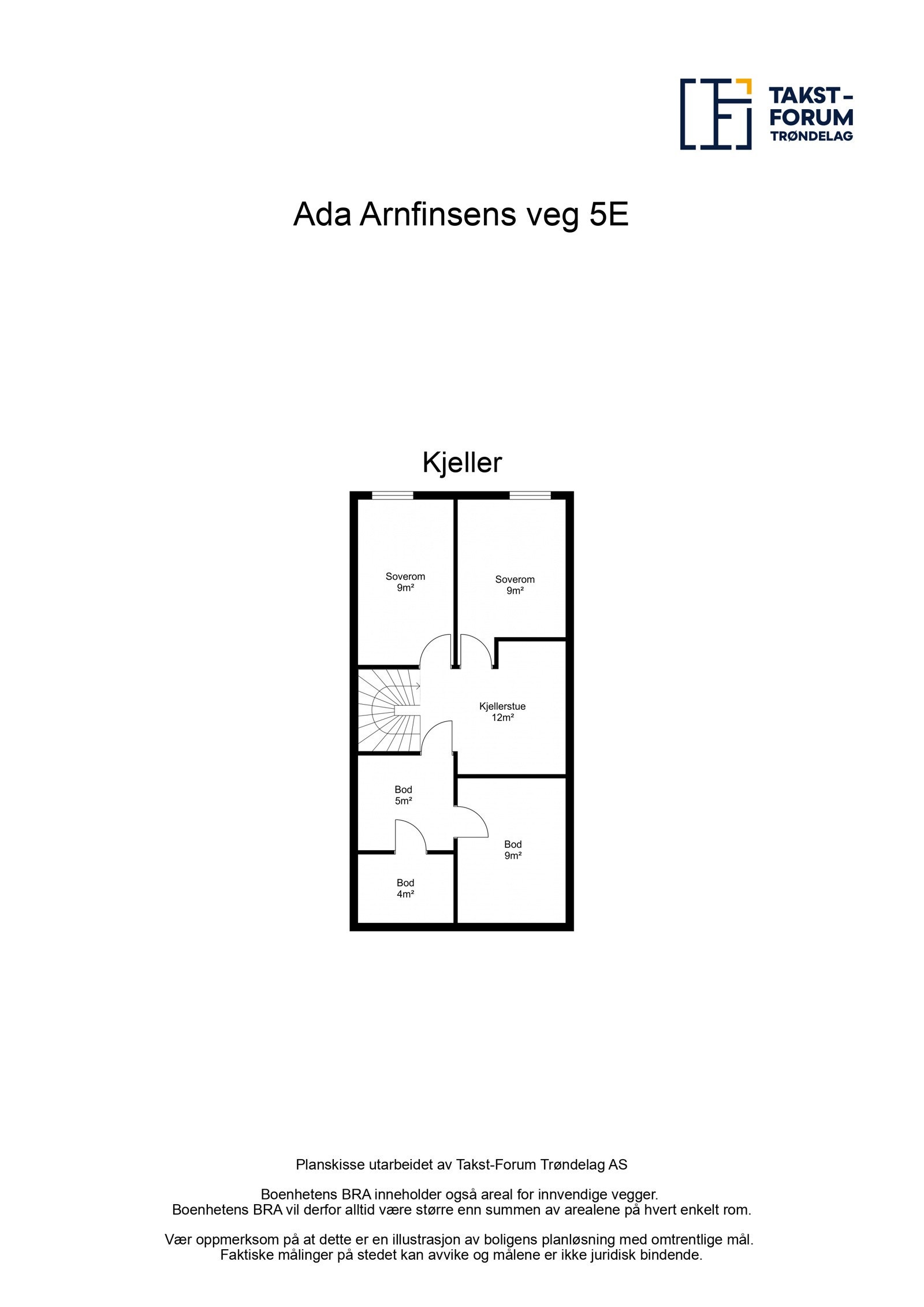 Planskisse fra takstmann over kjelleretasje. Galleribilde
